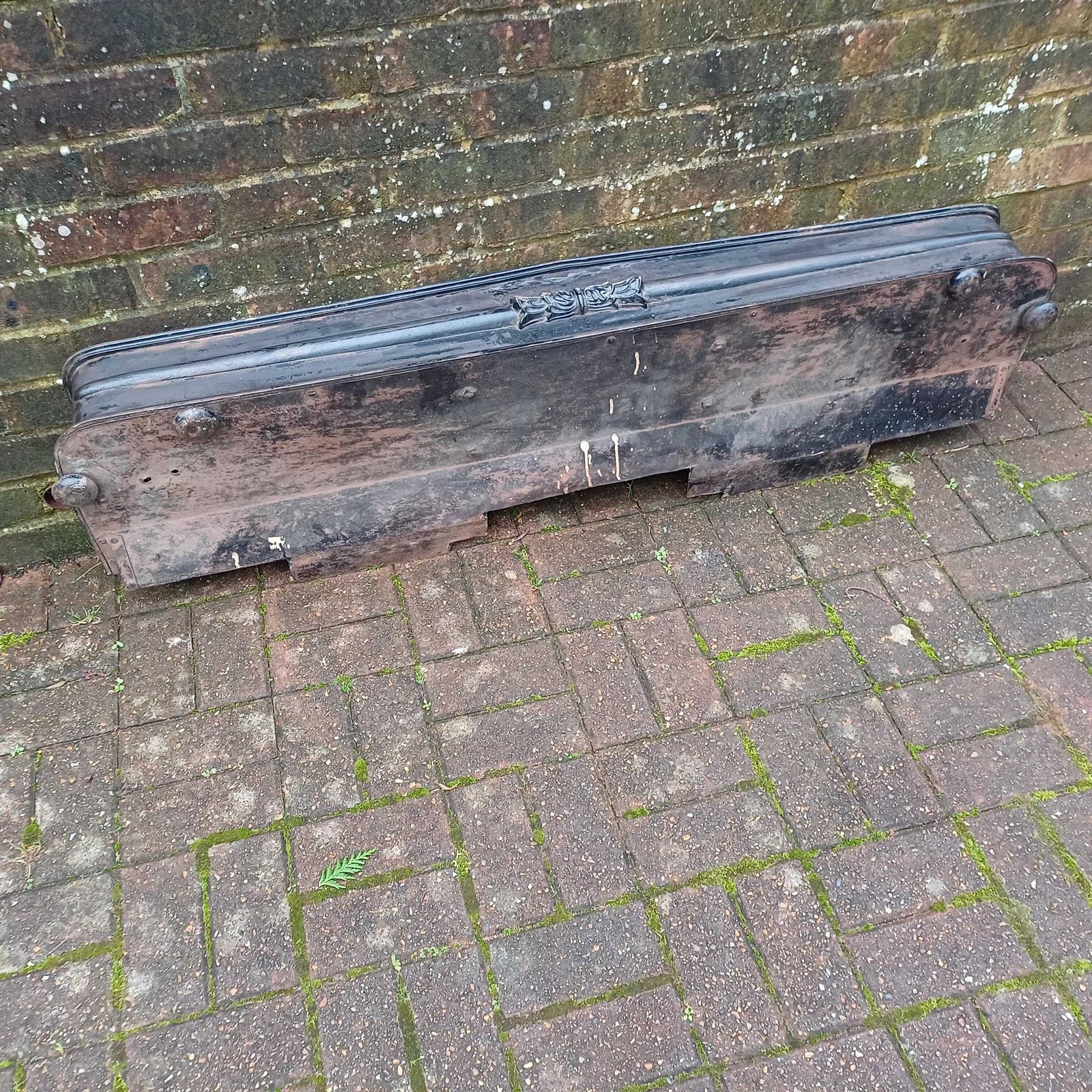Huge Stripped Heavy Iron And Brass Fireplace Fender Guard photo buy