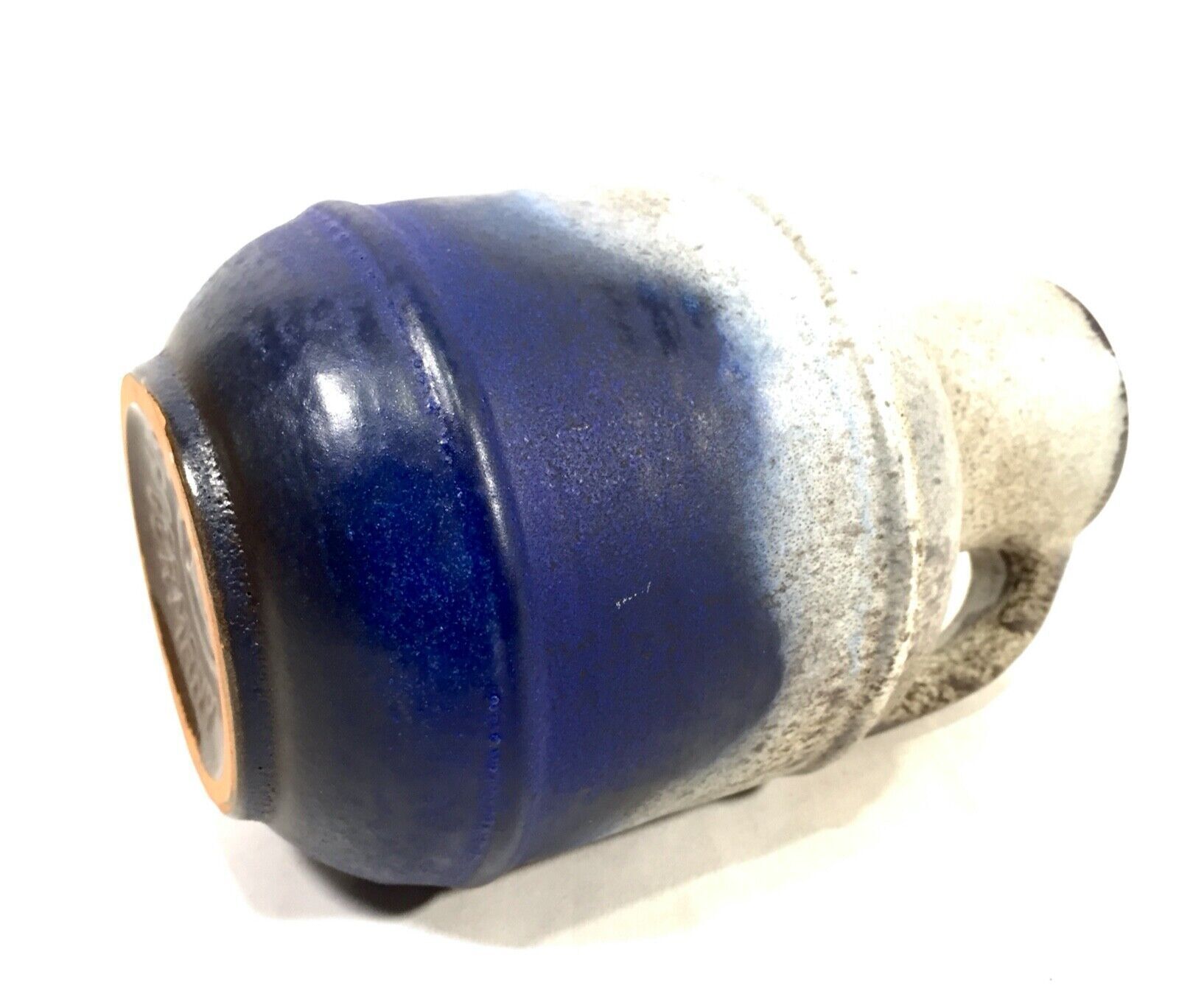 Vintage West German Pottery Fat Lava Vase / Jug / Blue photo 79.0