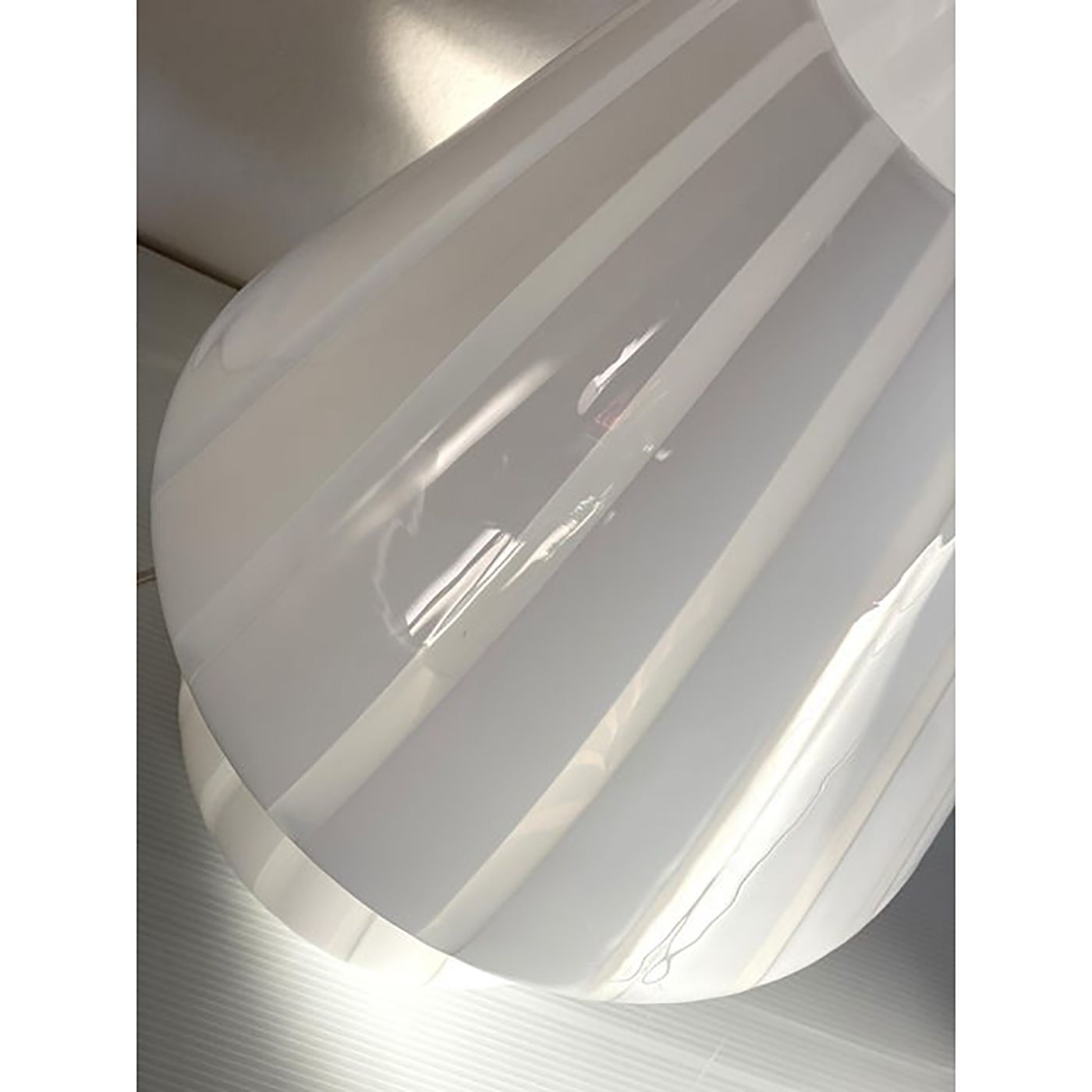 photo for sale Mid Century Modern Striped Milky White "Fungo" Murano Glass Style Table Lamp