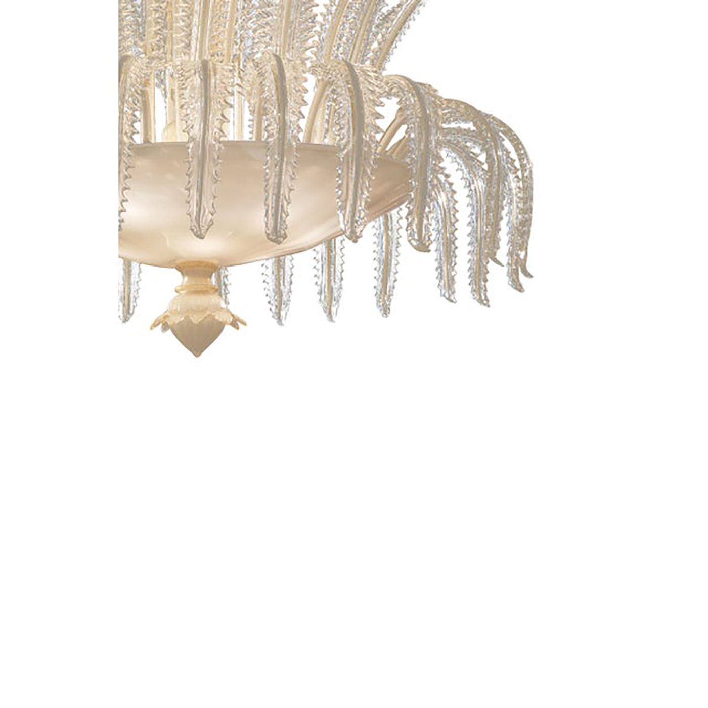 Contemporary Venetian White And Gold Leaves Murano Style Glass Chandelier photo 12600.0