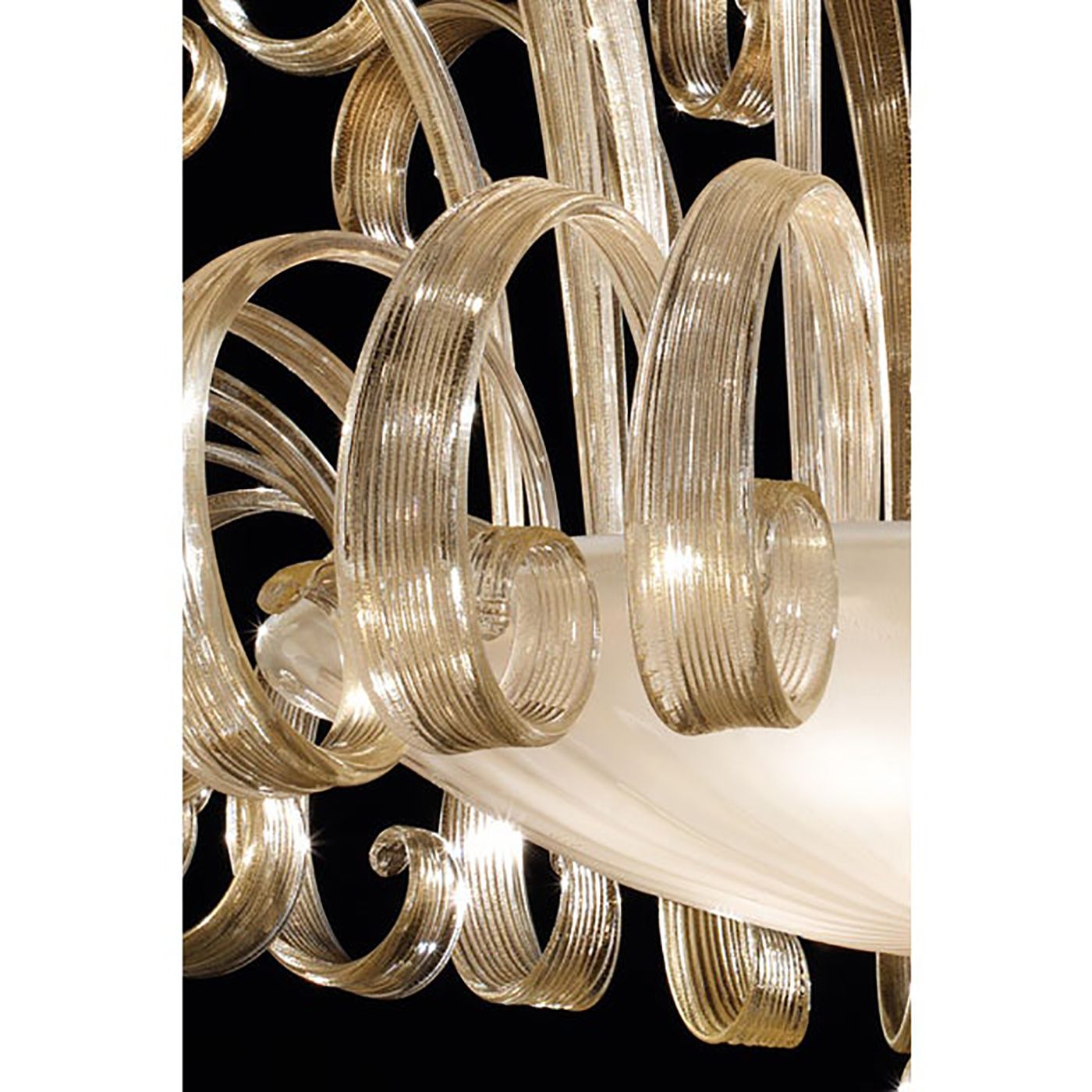 Venetian White And Gold Murano Style Glass Chandelier photo Lighting