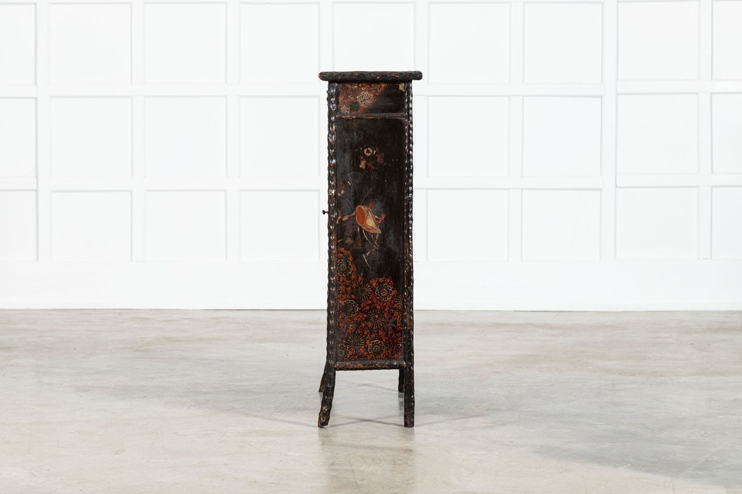 19th English Faux Bamboo Lacquered Glazed Cabinet photo buy