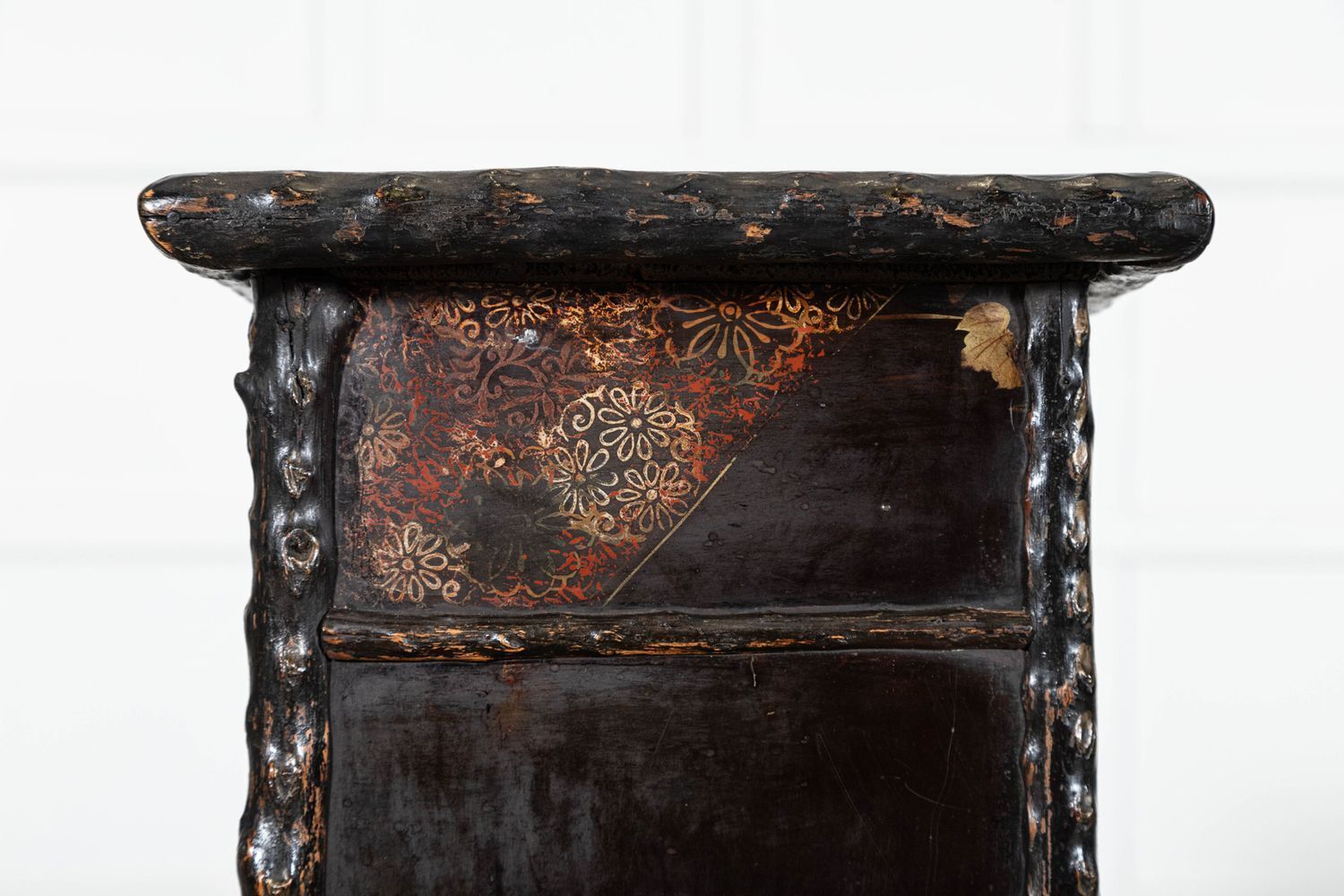 photo furniture 19th English Faux Bamboo Lacquered Glazed Cabinet
