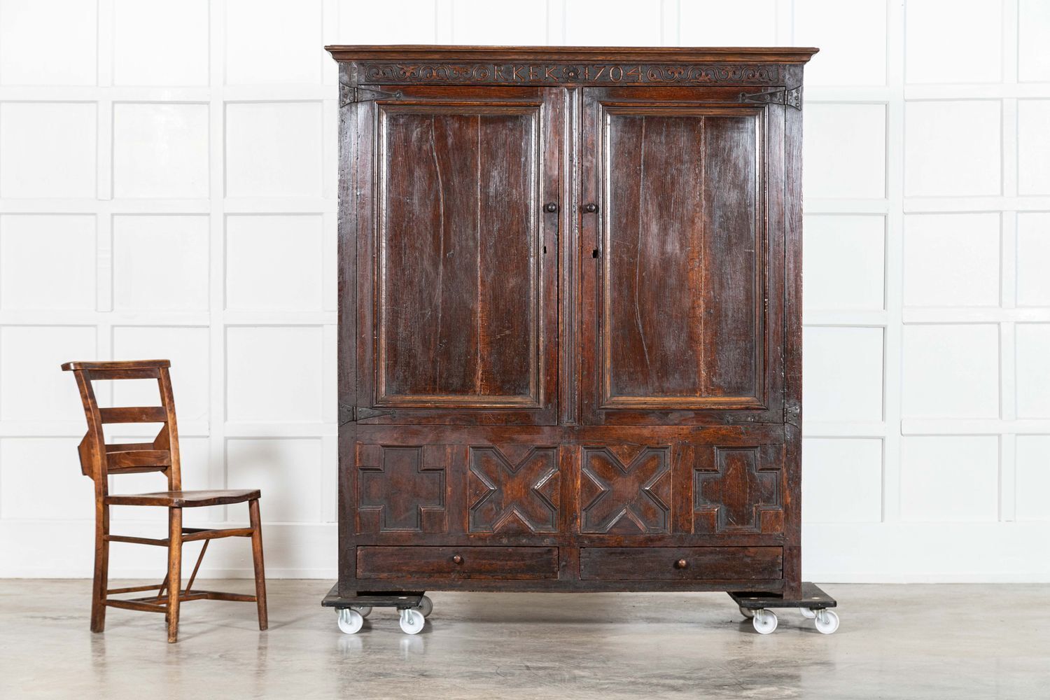 Large English Early 18thc Oak Cabinet photo 5693.0