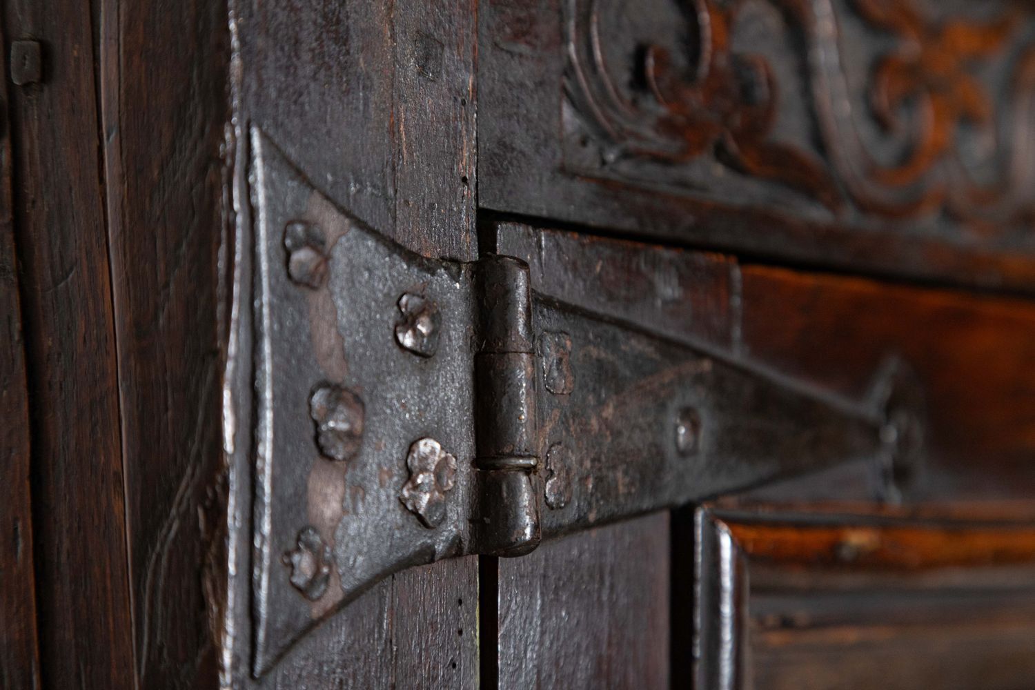 Large English Early 18thc Oak Cabinet photo vintage