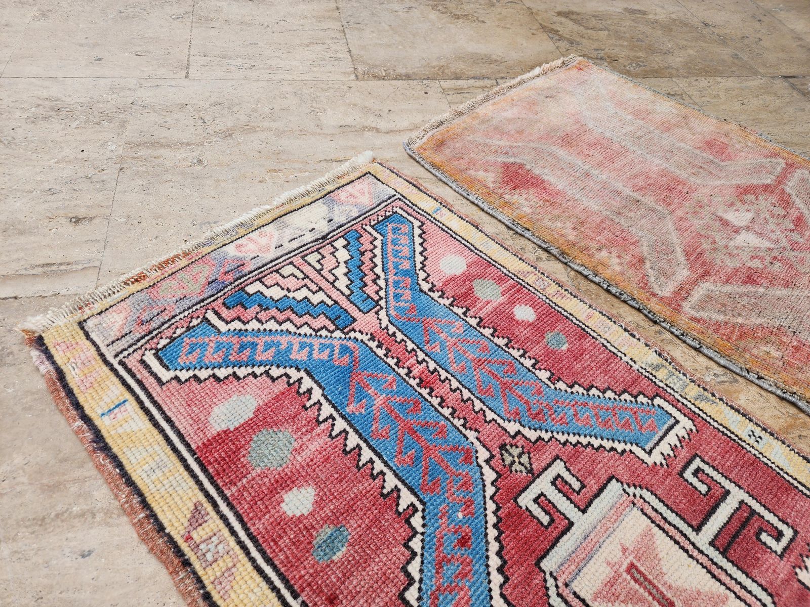 Small Faded Turkish Oushak Rug   Set Of Two photo for sale