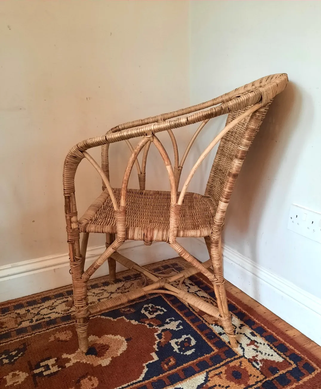 Antique Vintage Art Deco Era Cane Work Conservatory Chair By "Perart" Circa 1921 photo for sale
