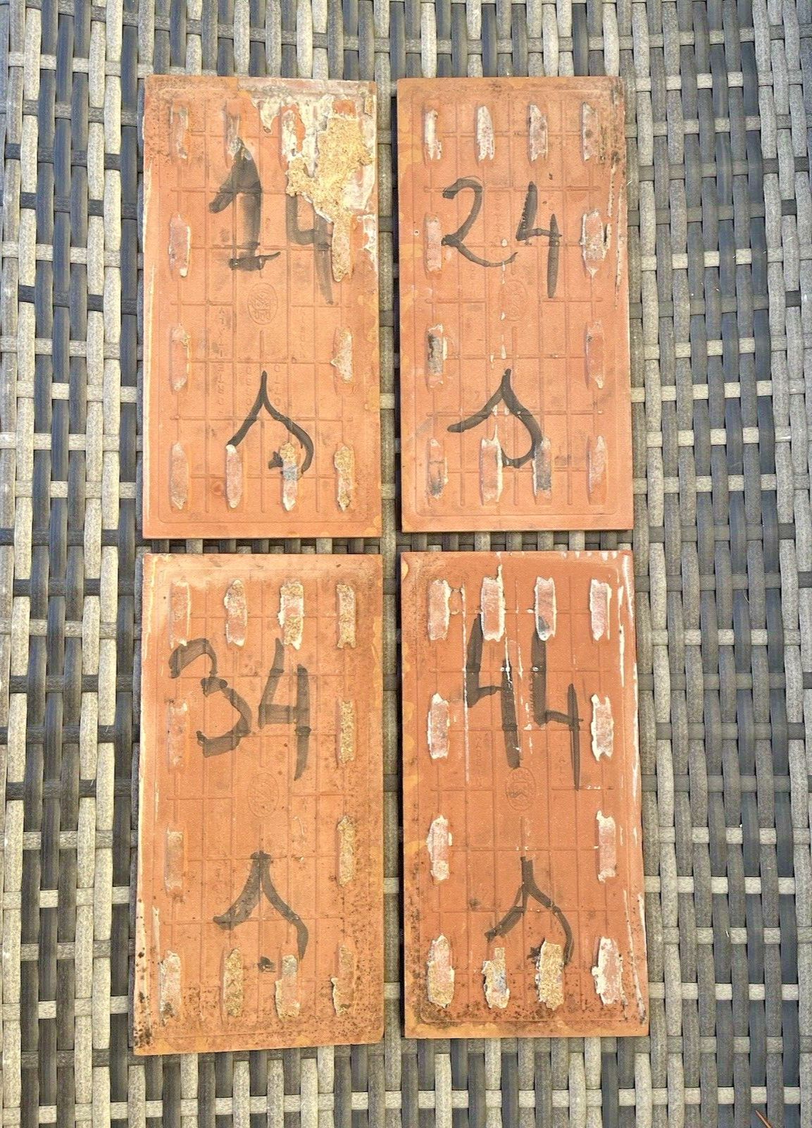 Set Of 4 Mid Century French Vallauris Jp Arnone Clown Picture Tiles Wall Art 60s photo vintage