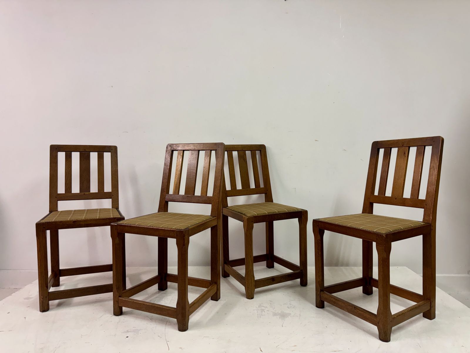 Set Of Seven Arts And Crafts Oak Dining Chairs photo Furniture