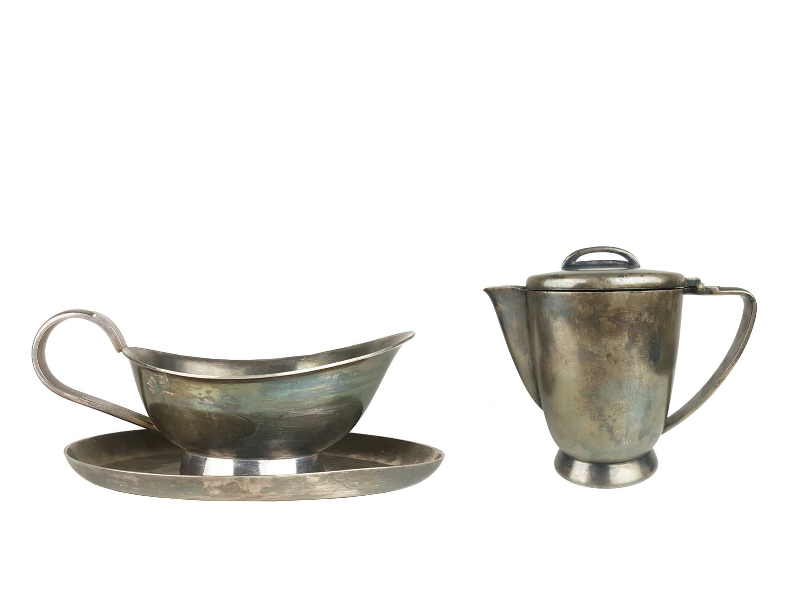 Silver Plated Milk Jug And Gravy Boat By Gio Ponti For Calderoni, 1930s, Set Of 2