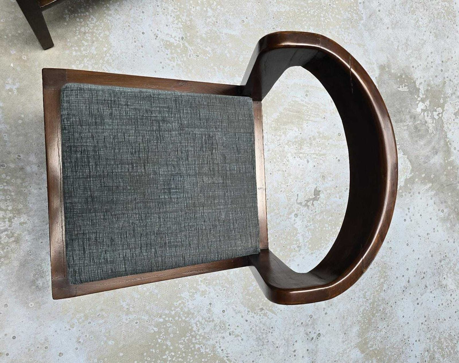 Antique Handcrafted Indian Teak Wood Chair 1940s | Dining Accent Chair With Curved Back & Upholstered Seats photo 349.0