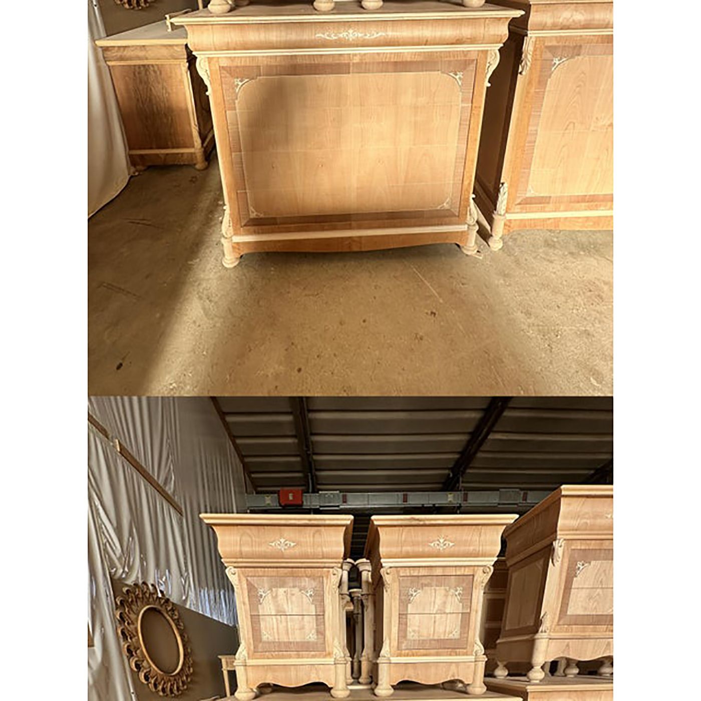 1990s Italian Natural Unpainted Set Of A Chest Of Drawers And Two Bedside Tables For Bedroom photo vinterior