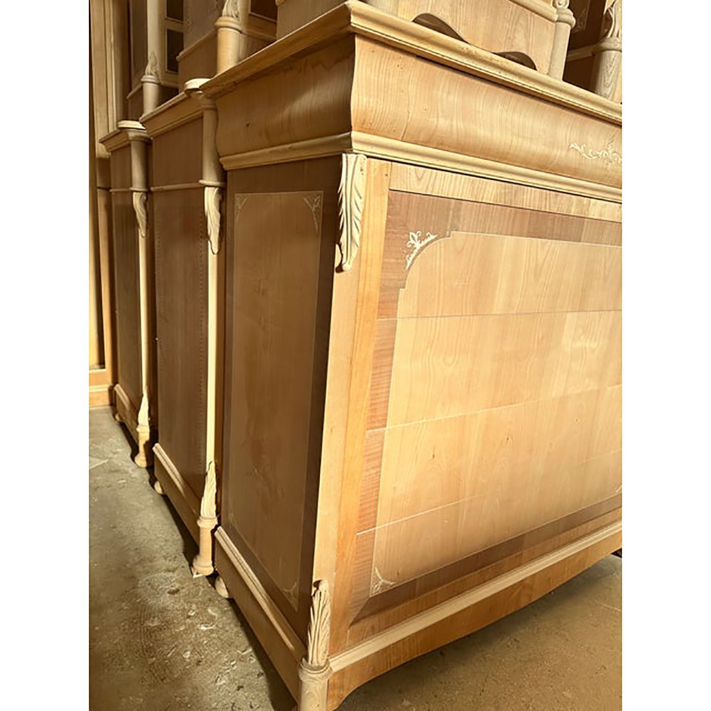 1990s Italian Natural Unpainted Set Of A Chest Of Drawers And Two Bedside Tables For Bedroom photo vintage