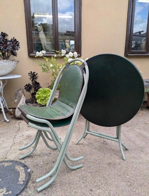 Pair Of Stak A Bye Chairs And Fold A Bye Table Made By Sebel   Mid Century Design   1940s photo buy