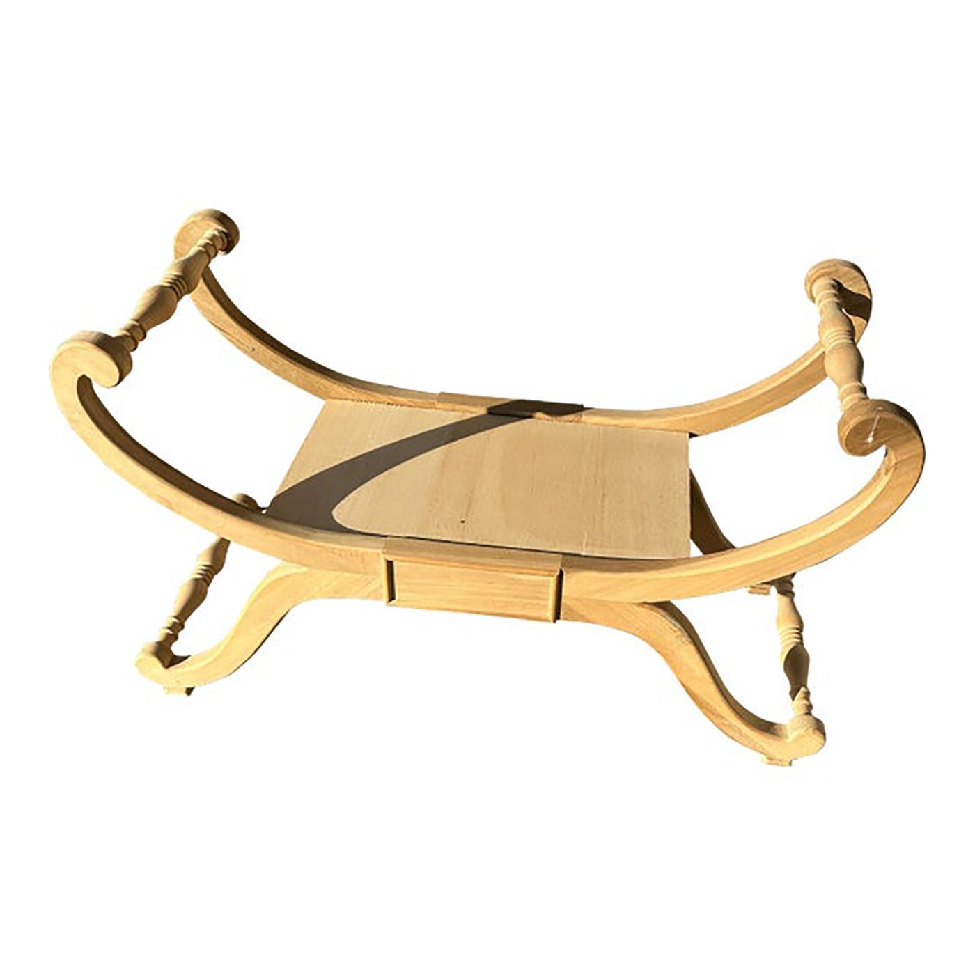 Natural Bedside Chair In Unpainted Wood In Hollywood Regency Style