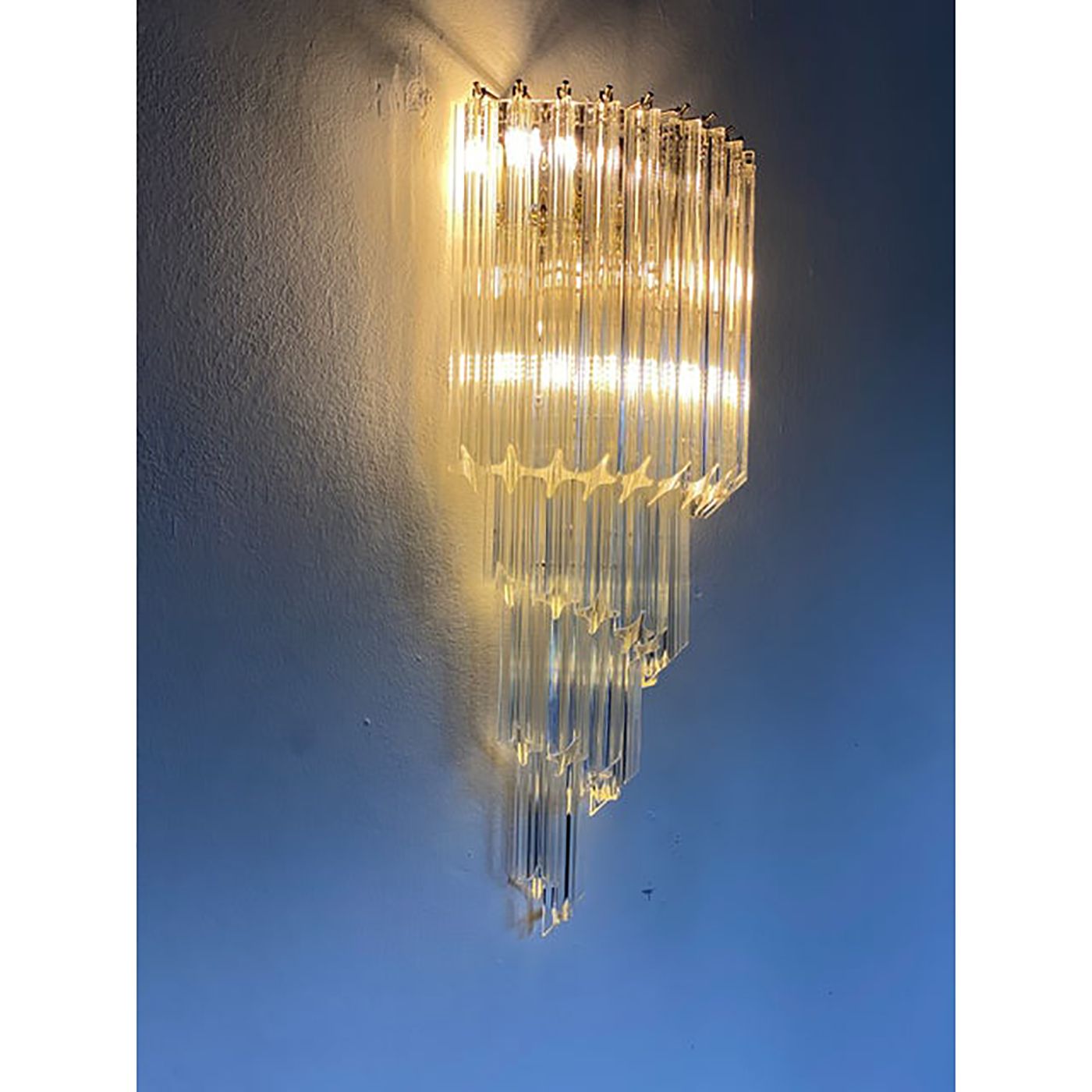 Set Of Two Venetian "Quadriedro" Twist Murano Glass Wall Sconces photo 3200.0