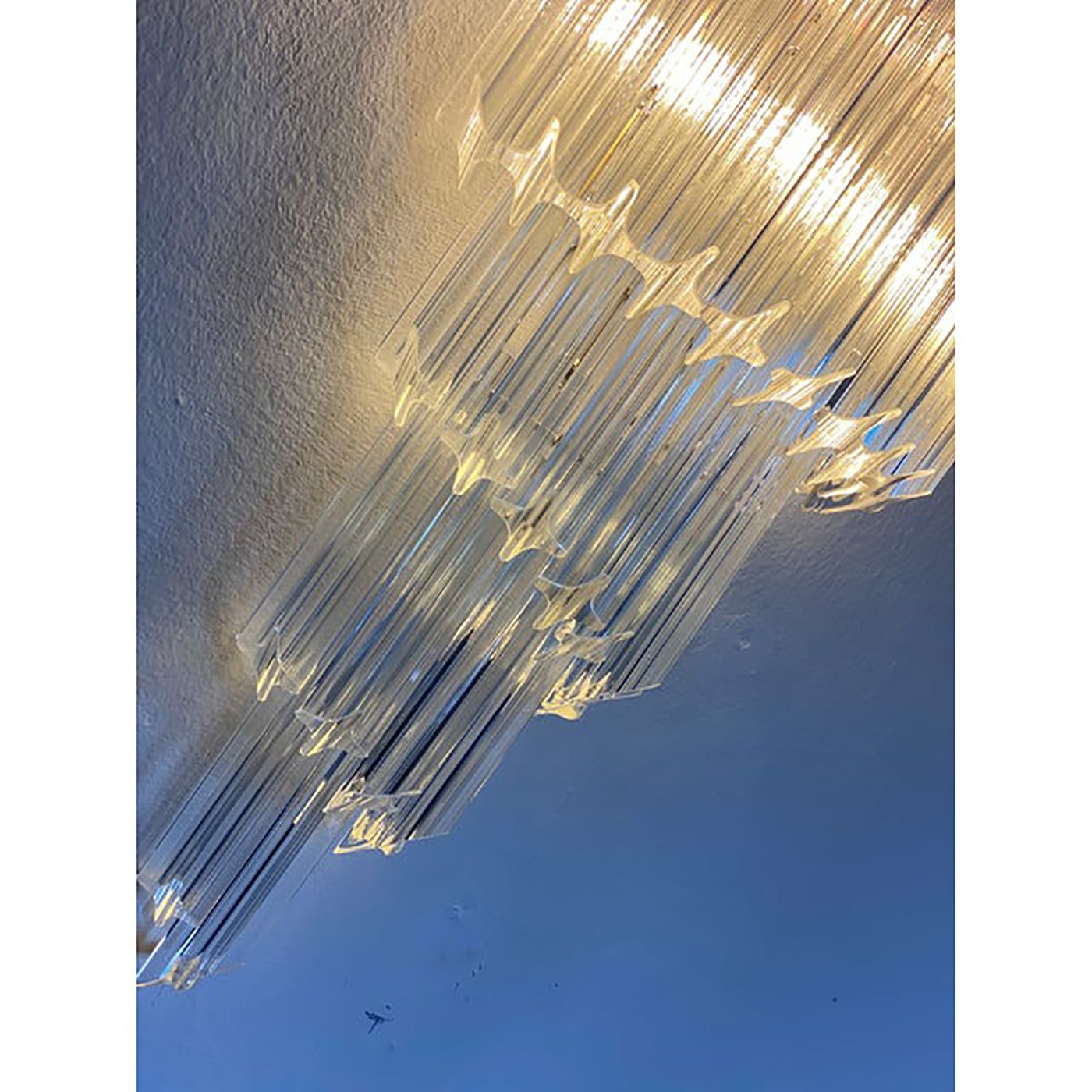 photo for sale Set Of Two Venetian "Quadriedro" Twist Murano Glass Wall Sconces