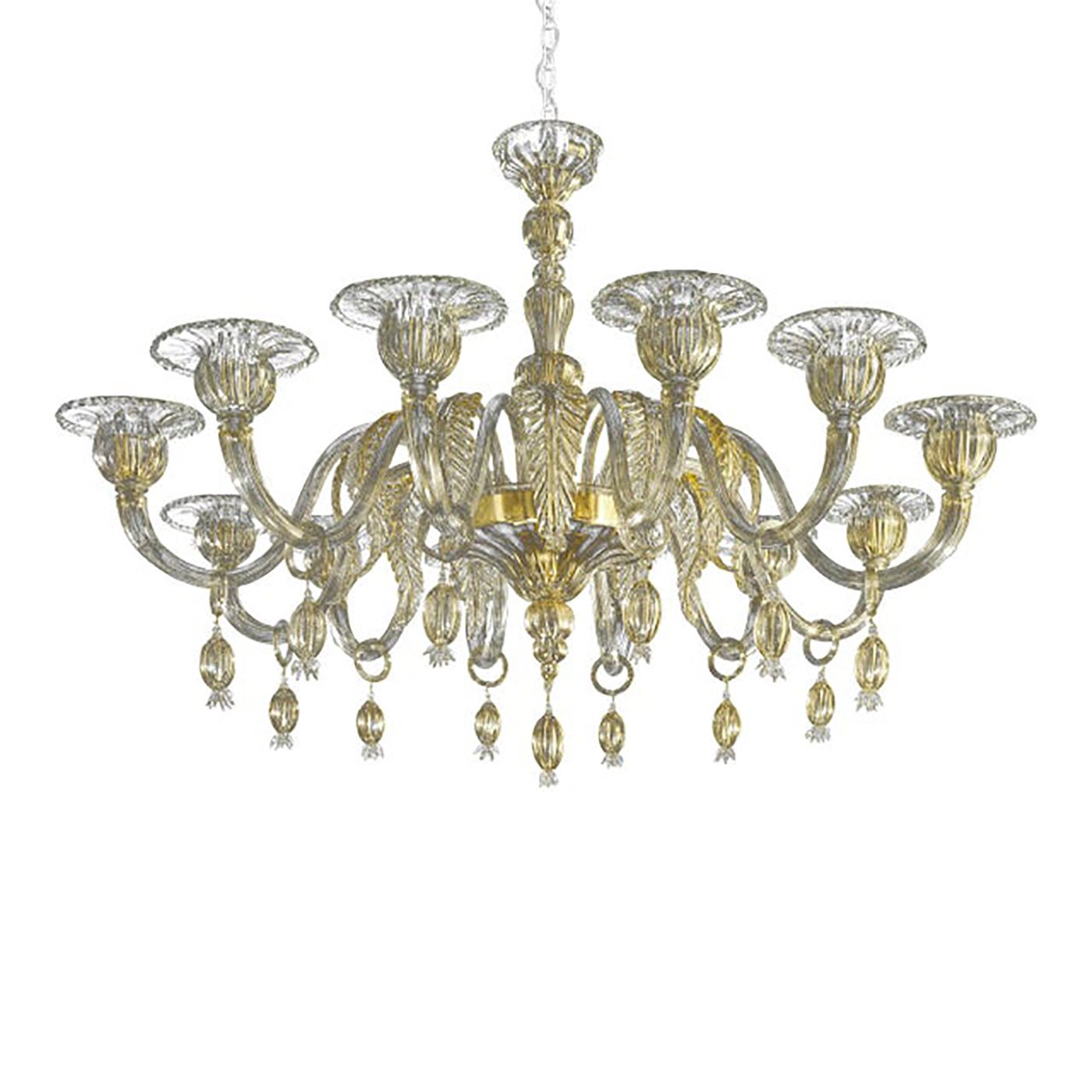 Venetian Cà Rezzonico Floral Gold Murano Style Glass Chandelier