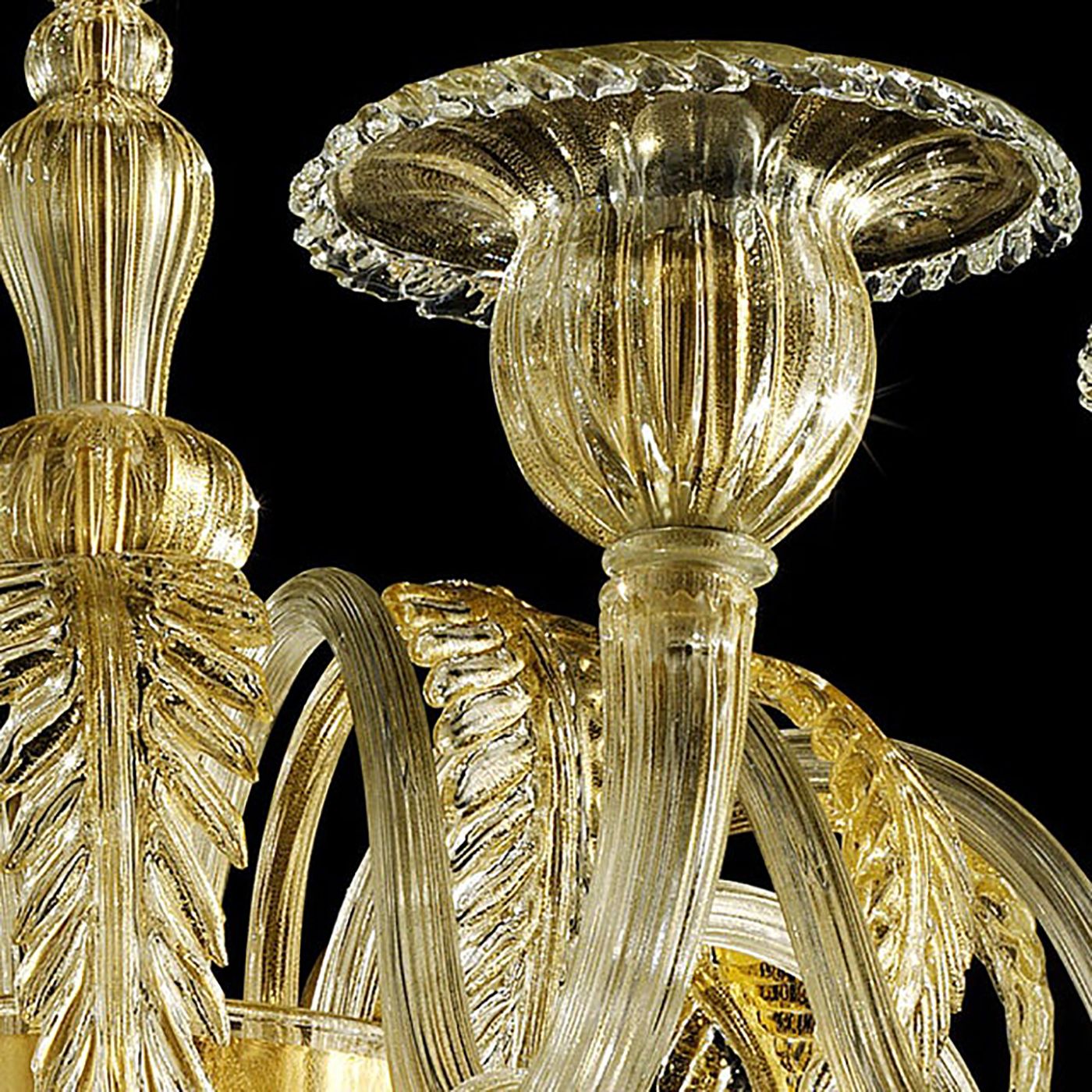 Venetian Cà Rezzonico Floral Gold Murano Style Glass Chandelier photo vinterior