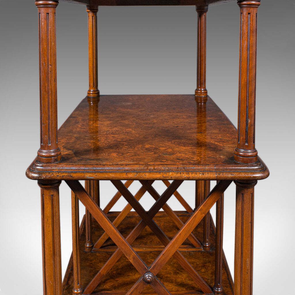 photo furniture Antique Canterbury Whatnot, English Burr Walnut, Display Stand, Etagere, Regency