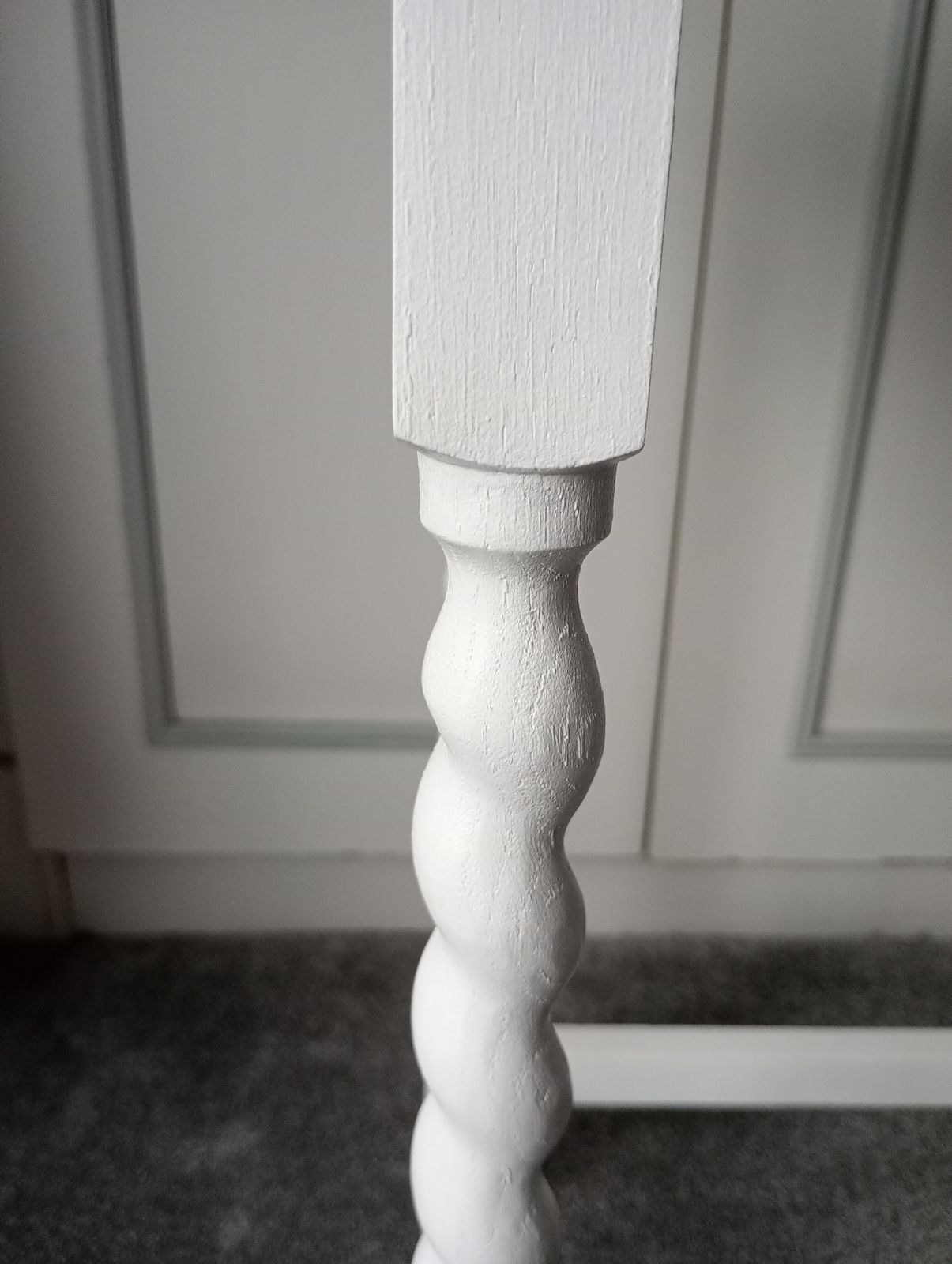 photo buy Anitque Oak Barley Twist Leg Side Table In Satin White With Solid Oak Glazed Top