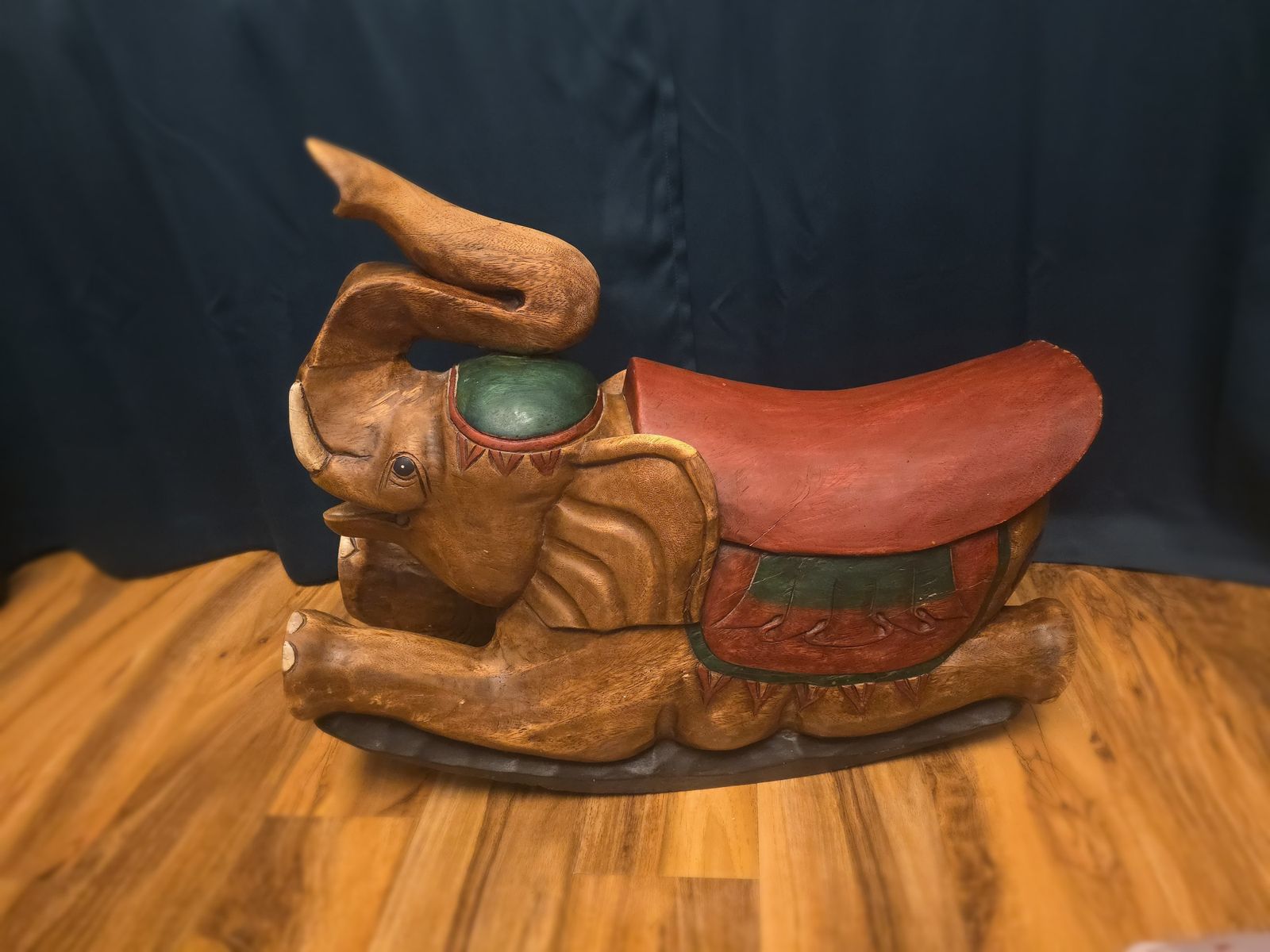 Vintage Indian Wooden Rocking Elephant photo buy
