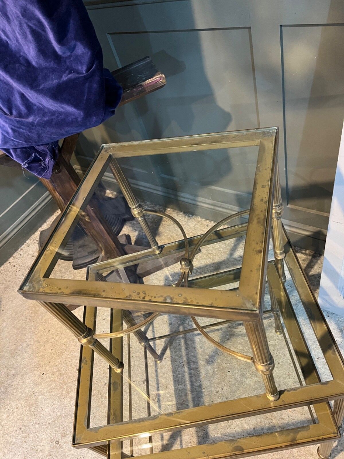 Vintage Glass & Brass Tables Nest Of Three 1970’s Excellent Condition photo 667.0