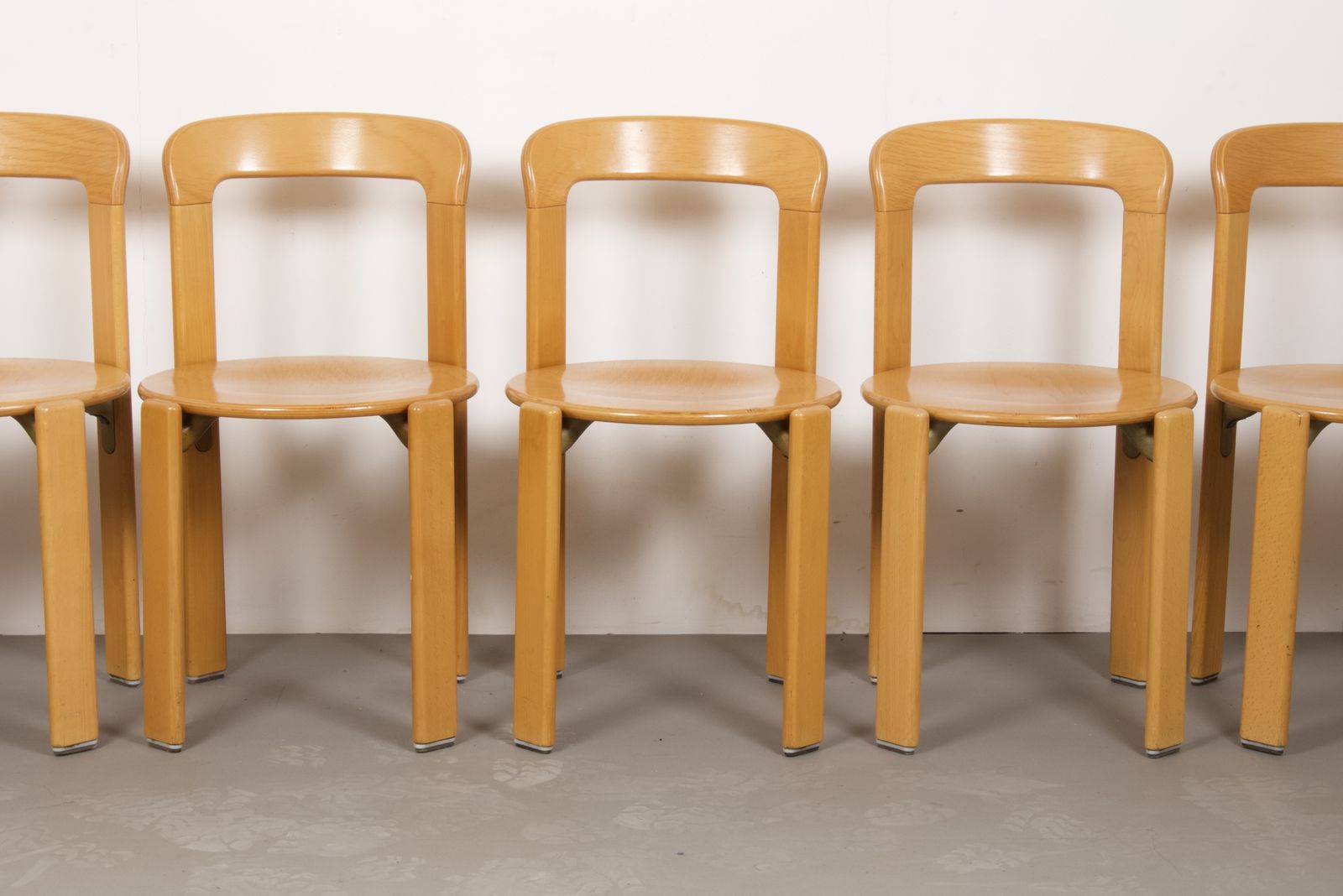 Original Vintage Mid Century Bruno Rey Chairs In Beech For Dietiker Set Of 6, Switzerland 1970s photo vinterior