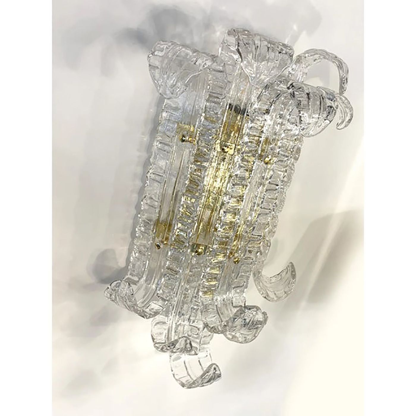 A Pair Of Contemporary Transparent "Lingue" Murano Glass Wall Lamp In Barovier Style photo vintage