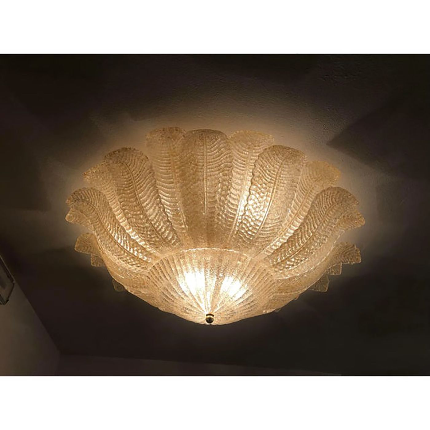 Murano Style Glass Sputnik Chandelier Flush Mounts, Mazzega Style   A Pair photo vintage