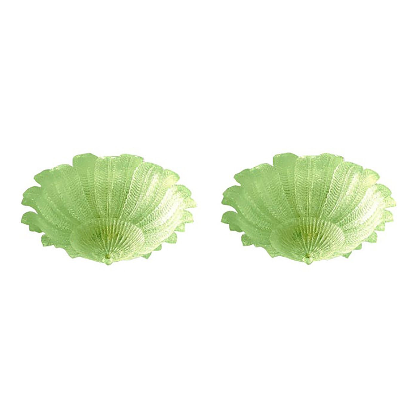 Lot Of 2 Mid Century Modern Style Venetian Green “Leafs” Murano Style Glass Flush Mount photo buy