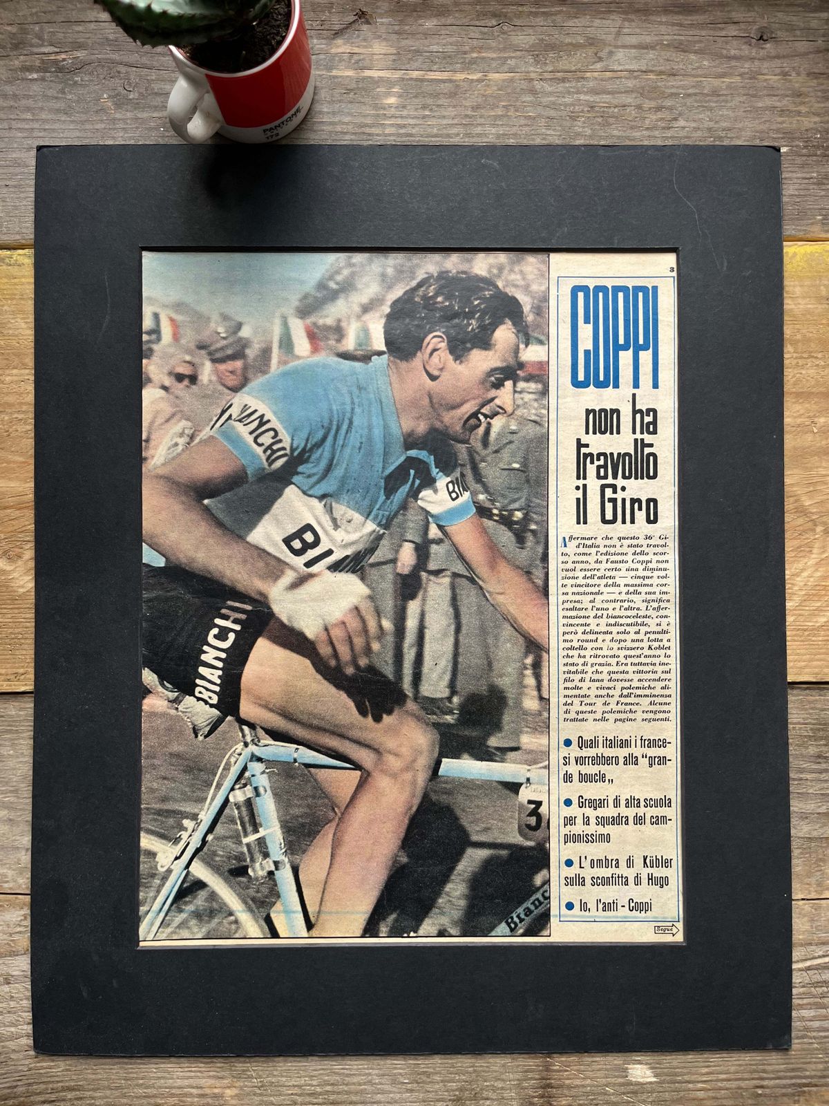 Fausto Coppi Bianchi 1950 Original Vintage Cycling Print
