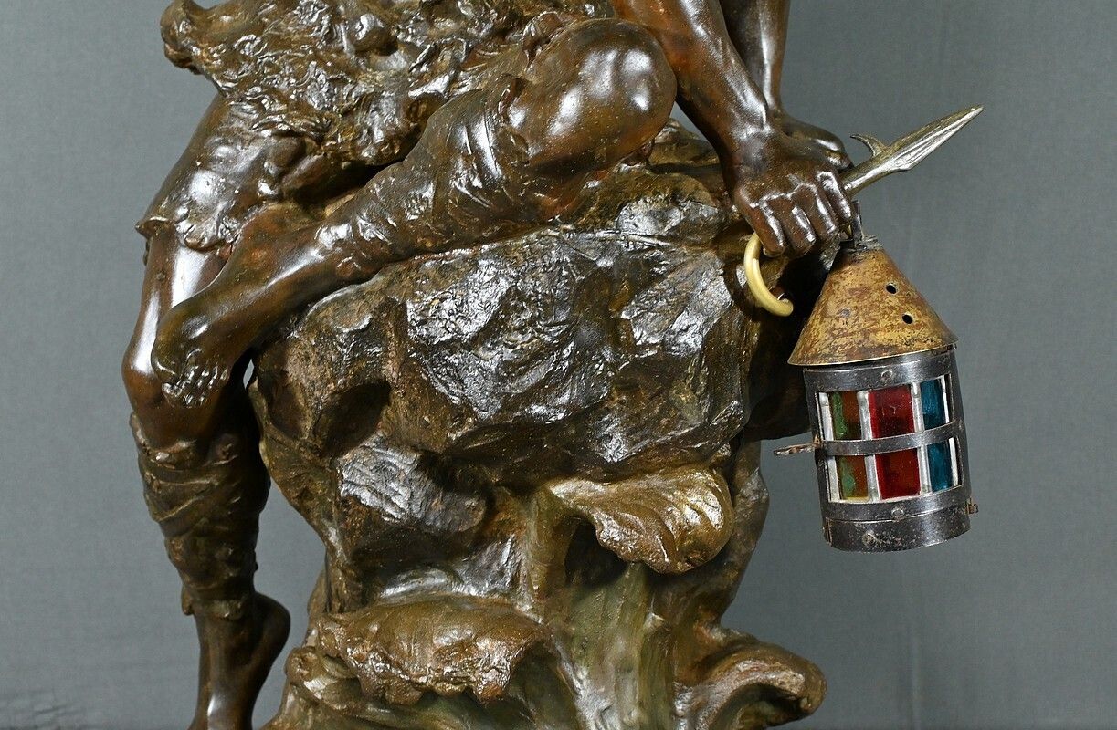 photo vinterior Important Regulates Mounted In "Pirate On The Lookout" Lamp, A. Foretay   Early Twentieth