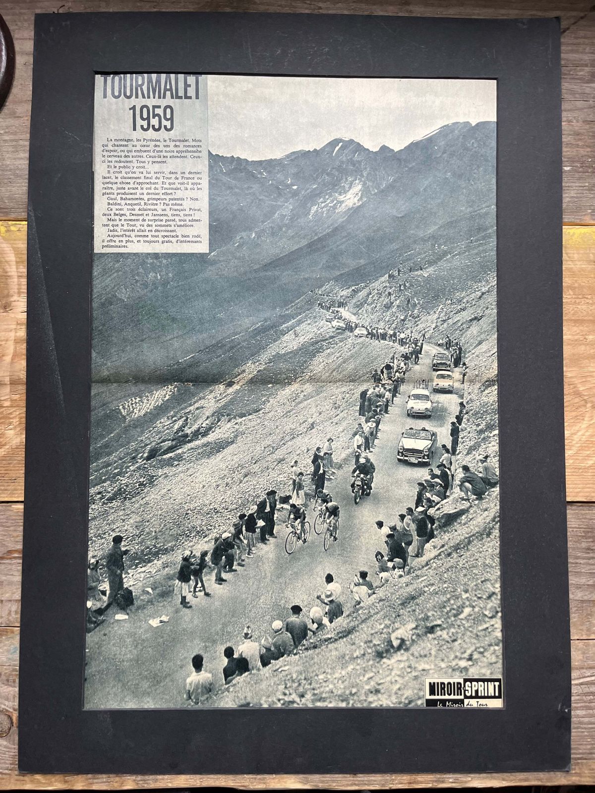 (Copy Vintage Cycling Print   Tour De France, Tourmalet Peloton, Original 1959 photo for sale