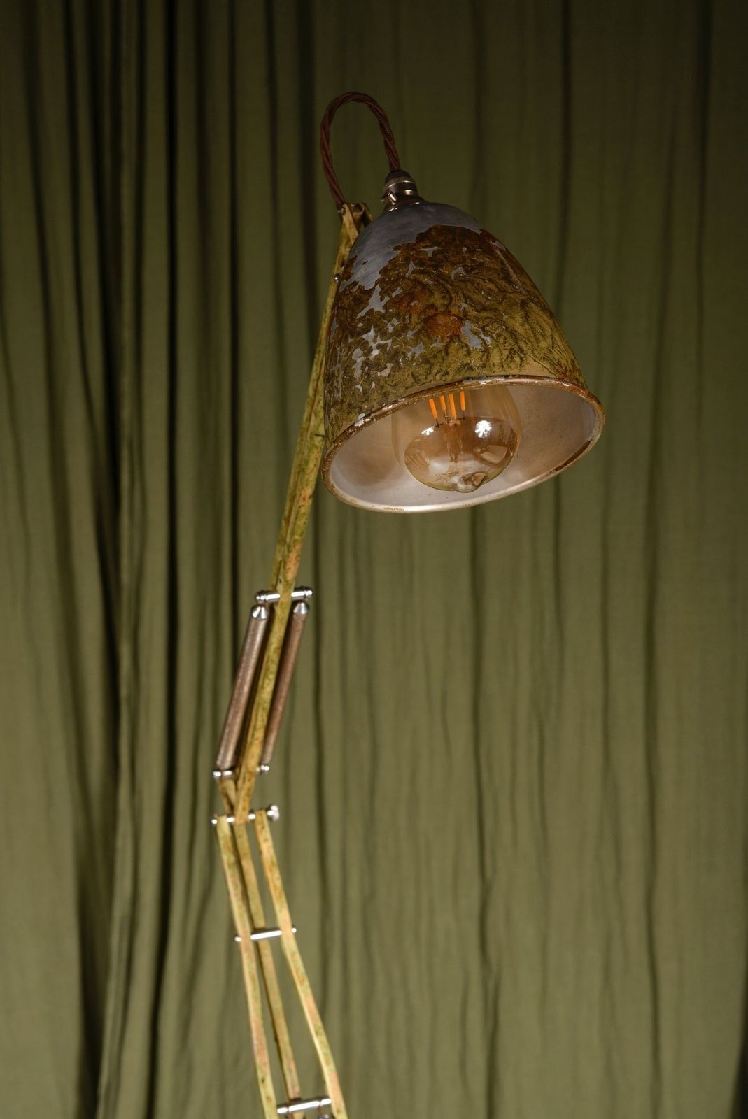 Lighting A Herbert Terry 1209 Anglepoise Trolley Floor Lamp In Original Scumble Paint   C.1935 photo