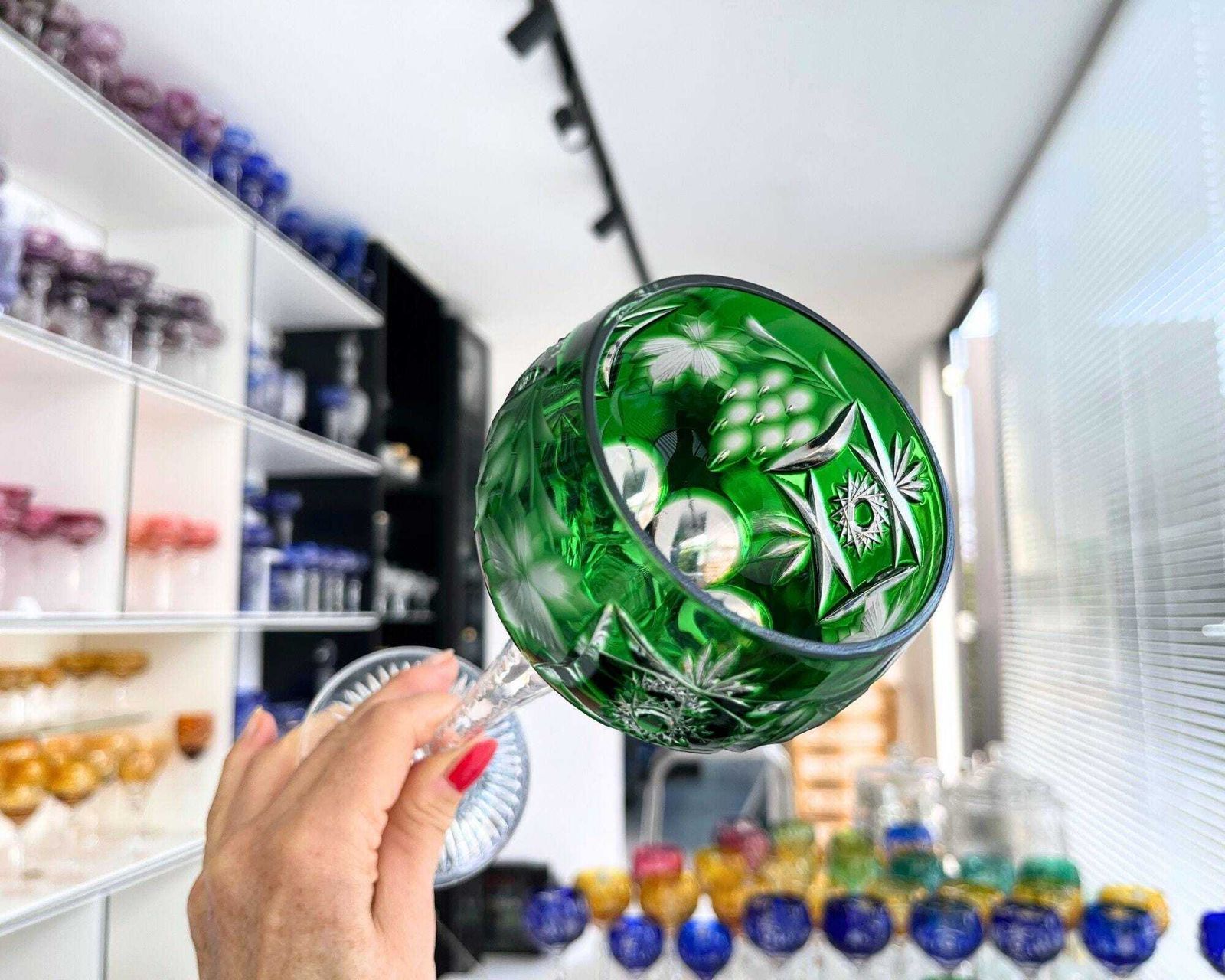 Crystal Wine Glasses Nachtmann | 6pcs | Green | Decorgrapes photo for sale