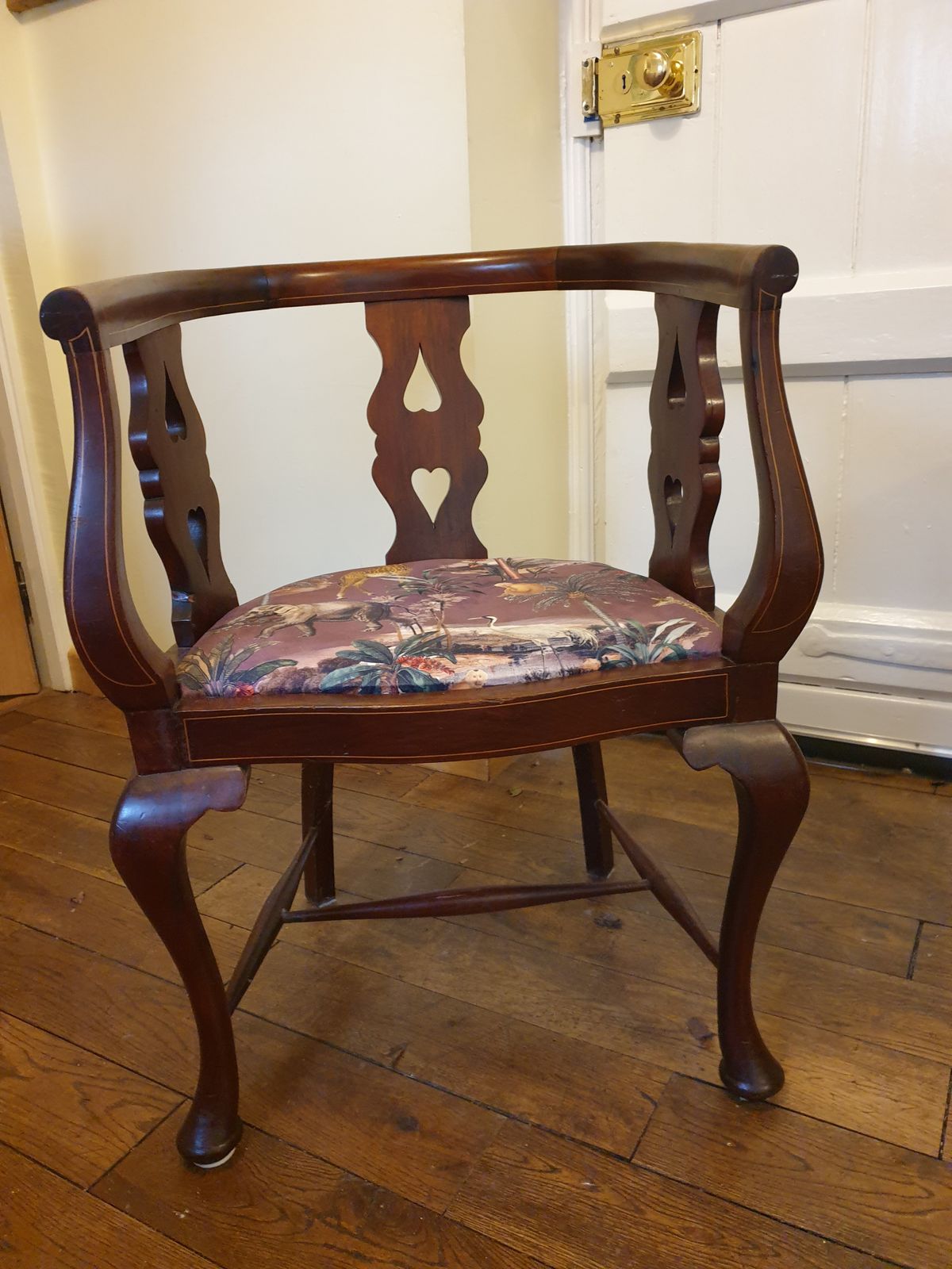 Matching Pair Of Edwardian Tub Chairs With Original Upholstery Underneath Current Upholstery photo 200.0
