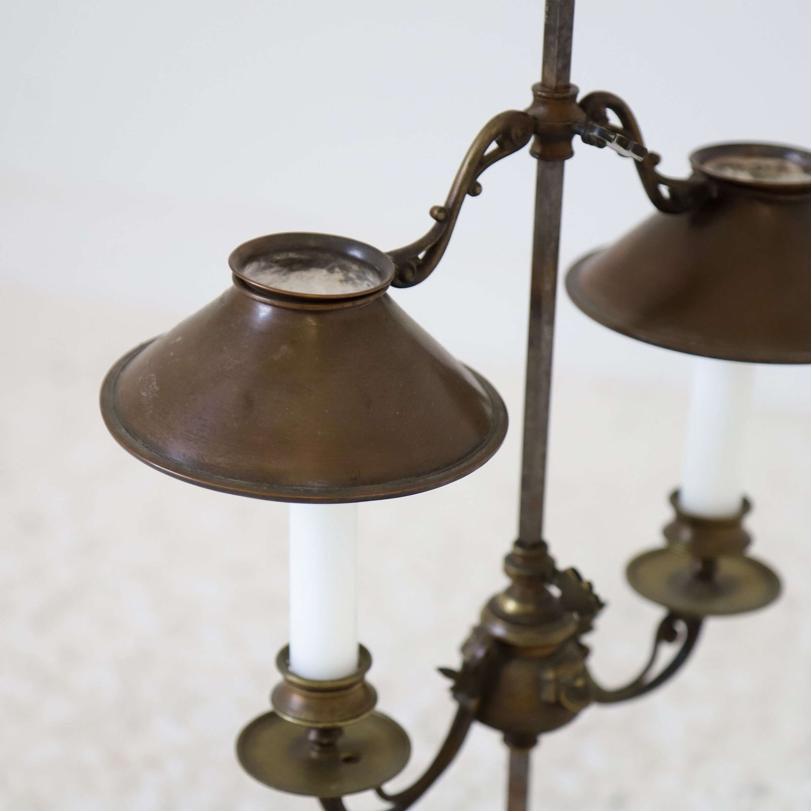 Antique French Adjustable Bouillotte 2 Candle Light Lamp Circa 1900 photo vinterior