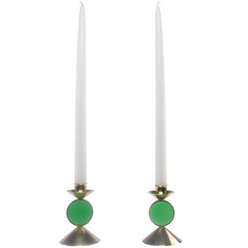 Gunnar Ander Swedish Mcm Glass/Brass Candlestick Pair photo buy