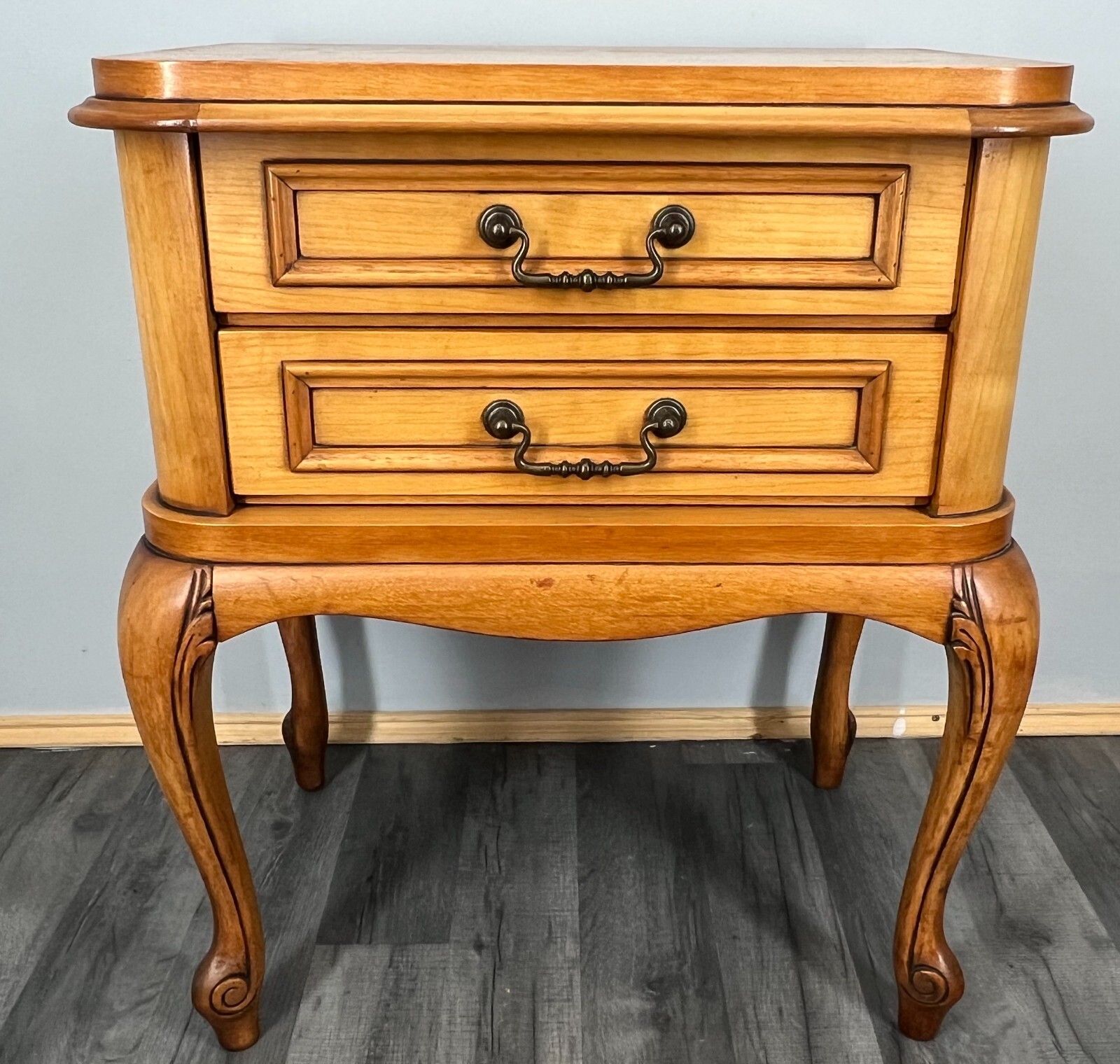 French Louis XVI Vintage Bedside Table Nightstand Cabinet Drawers  Lot 3586 photo for sale