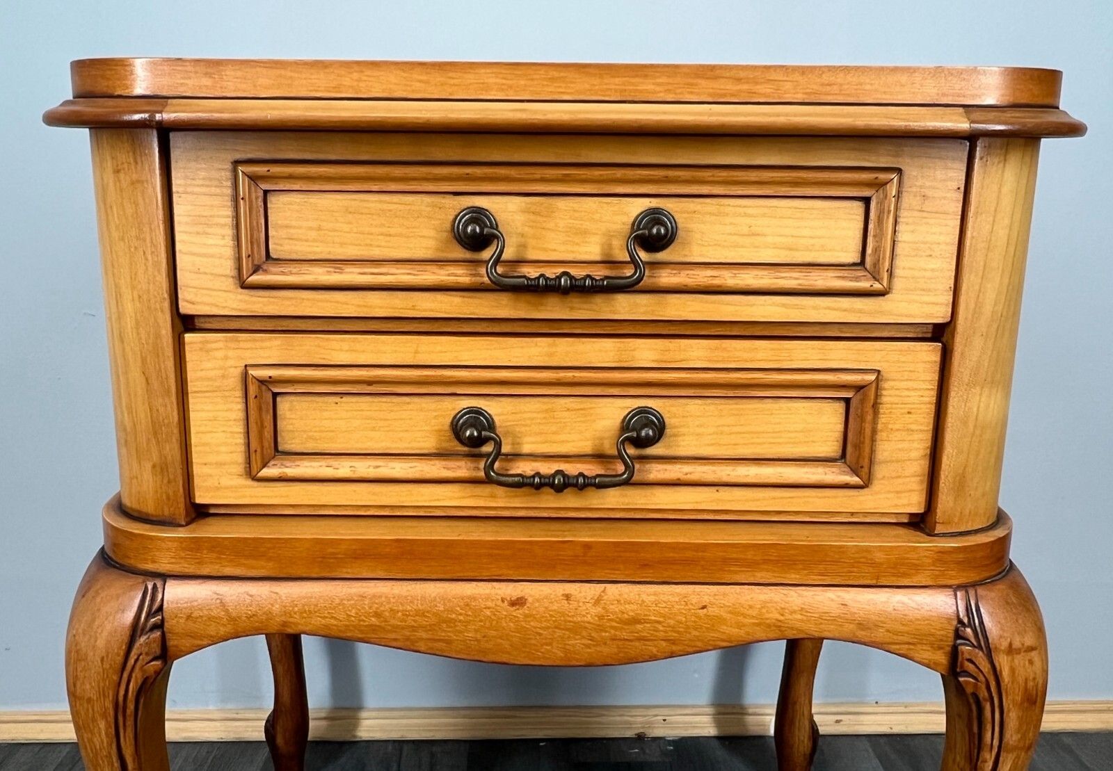 French Louis XVI Vintage Bedside Table Nightstand Cabinet Drawers  Lot 3586 photo vintage