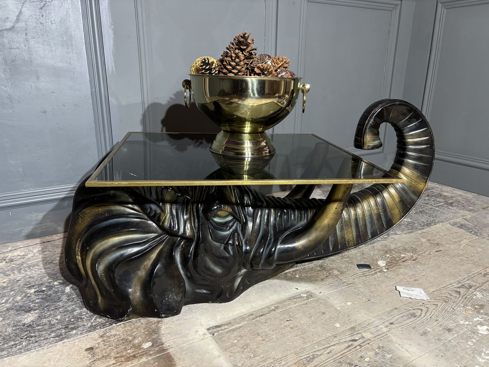 Mid Century Elephant Head Coffee Table photo for sale