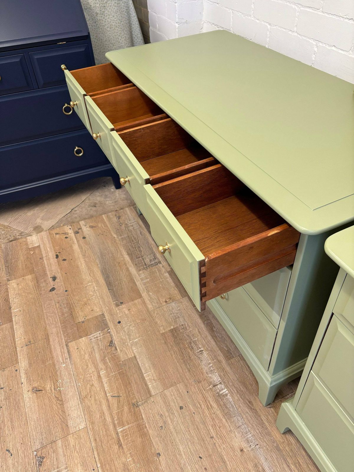 photo furniture Pair Of Stag Minstrel Chest Of Drawers 4 Over 2 Painted Green