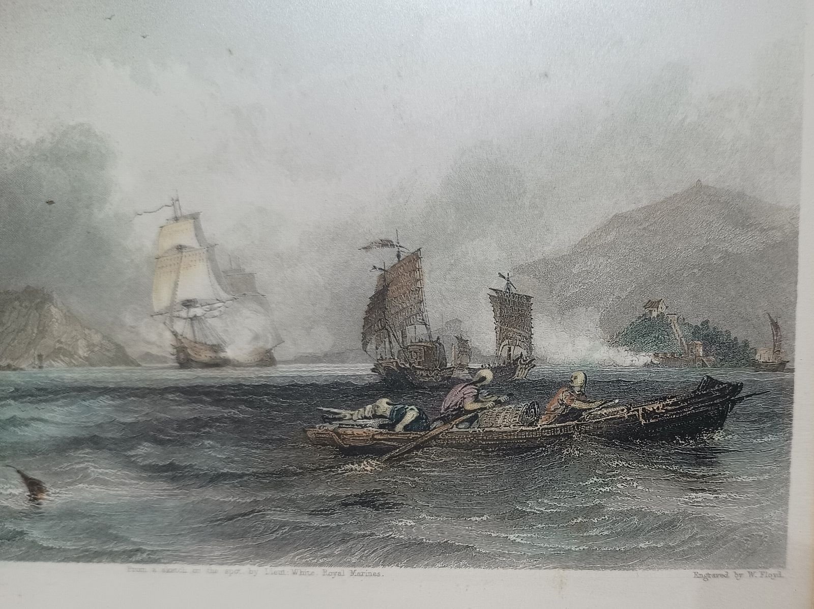 Antique Engraving,Print Nautical H.M.S Imogene And Andromache After Lieut White Royal Marine Framed. photo for sale