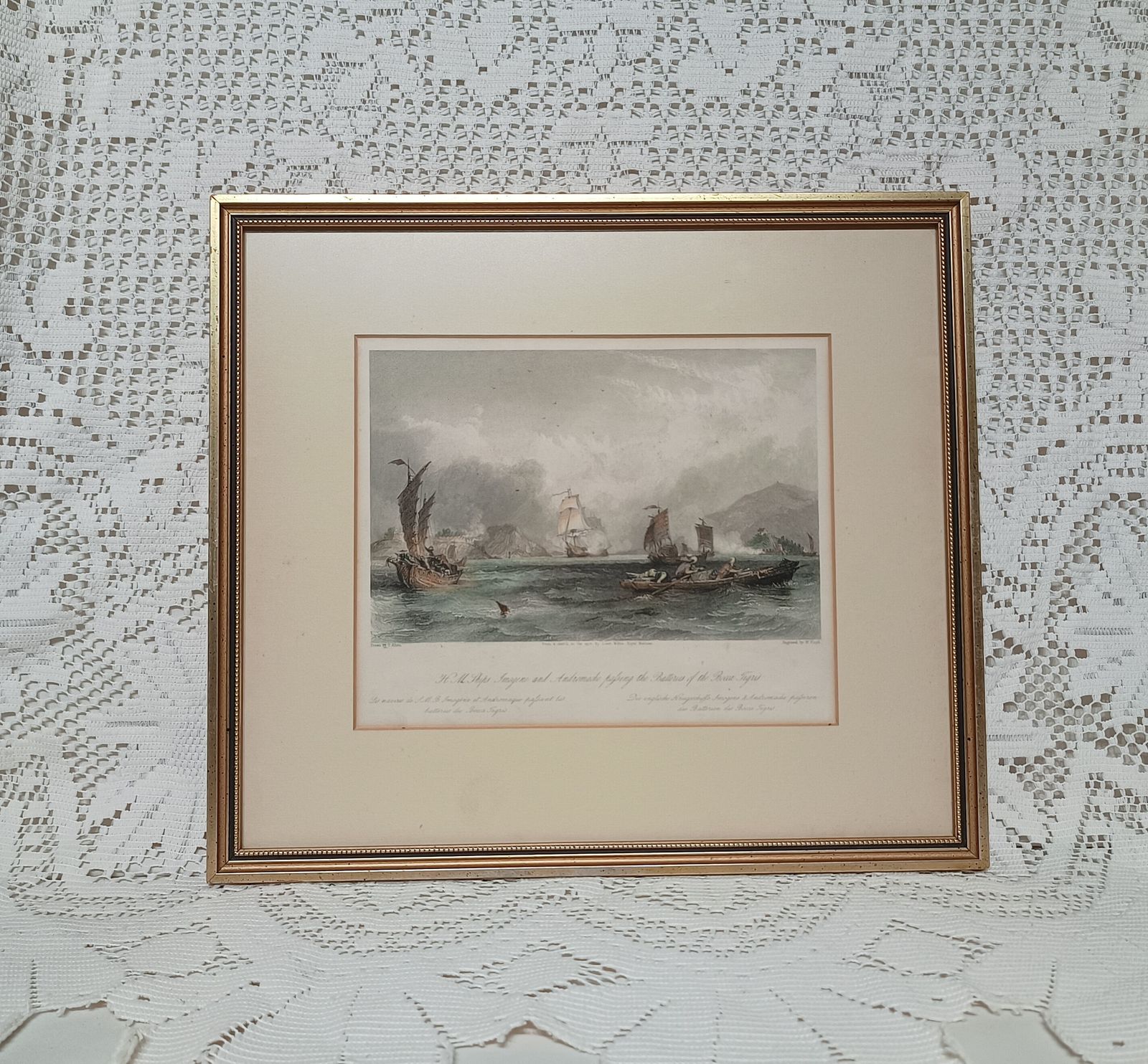 Antique Engraving,Print Nautical H.M.S Imogene And Andromache After Lieut White Royal Marine Framed. photo buy