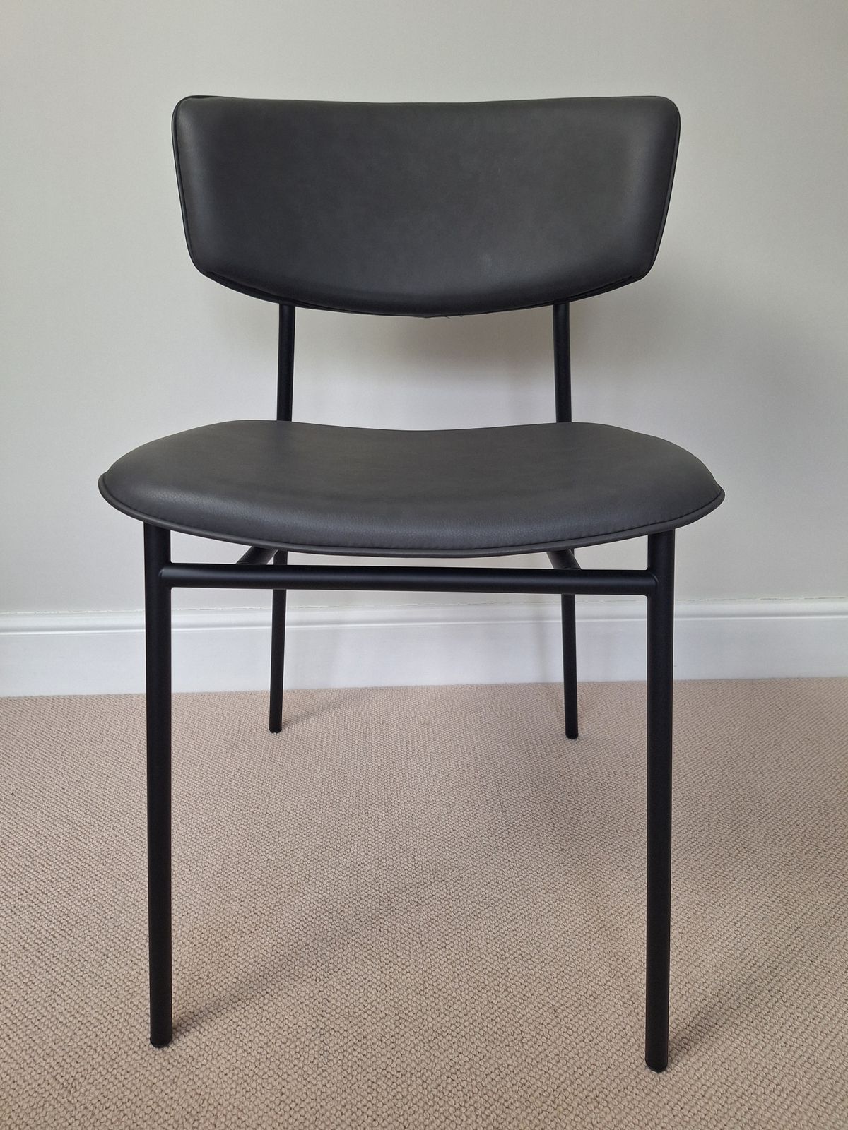 Calligaris Fifties Vintage Ash Grey Faux Leather Chair photo for sale