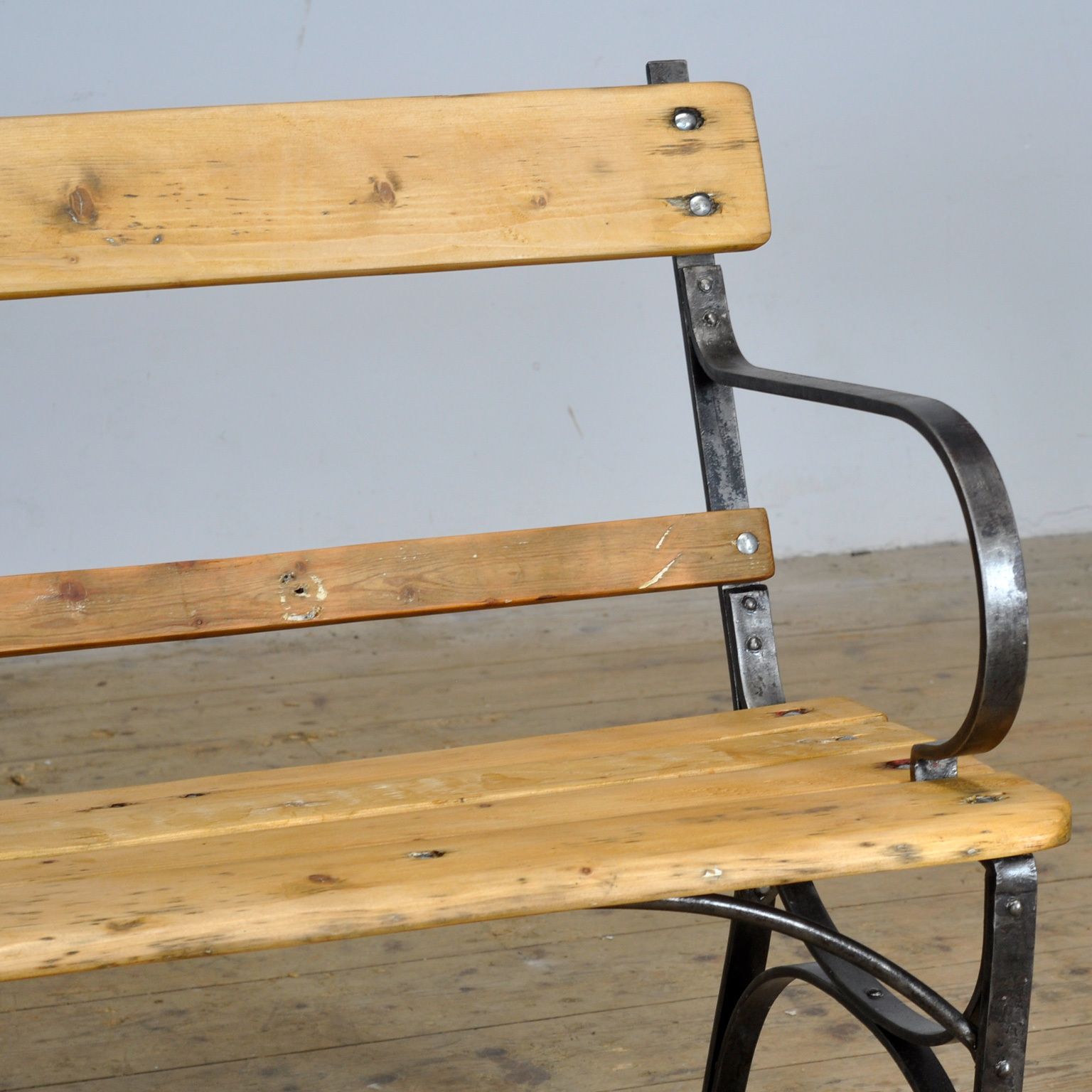 Riveted Iron Park Bench, 1920’s photo Garden Furniture