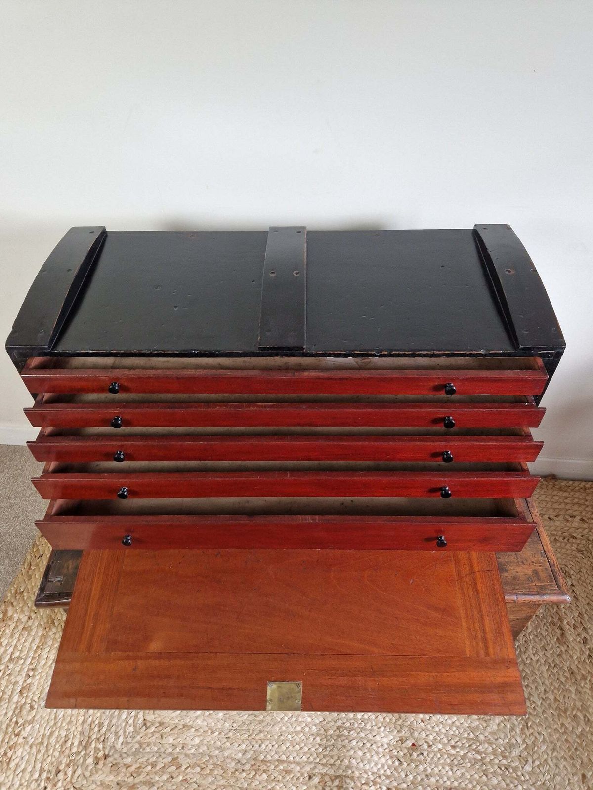 Antique Ebonised & Mahogany Engineers/Collectors Chest/Box photo buy