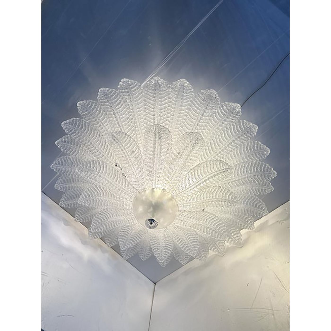 Set Of Two Venetian Murano Glass Flush Mount, Mazzega Zuccheri Venini Barovier Style photo Lighting
