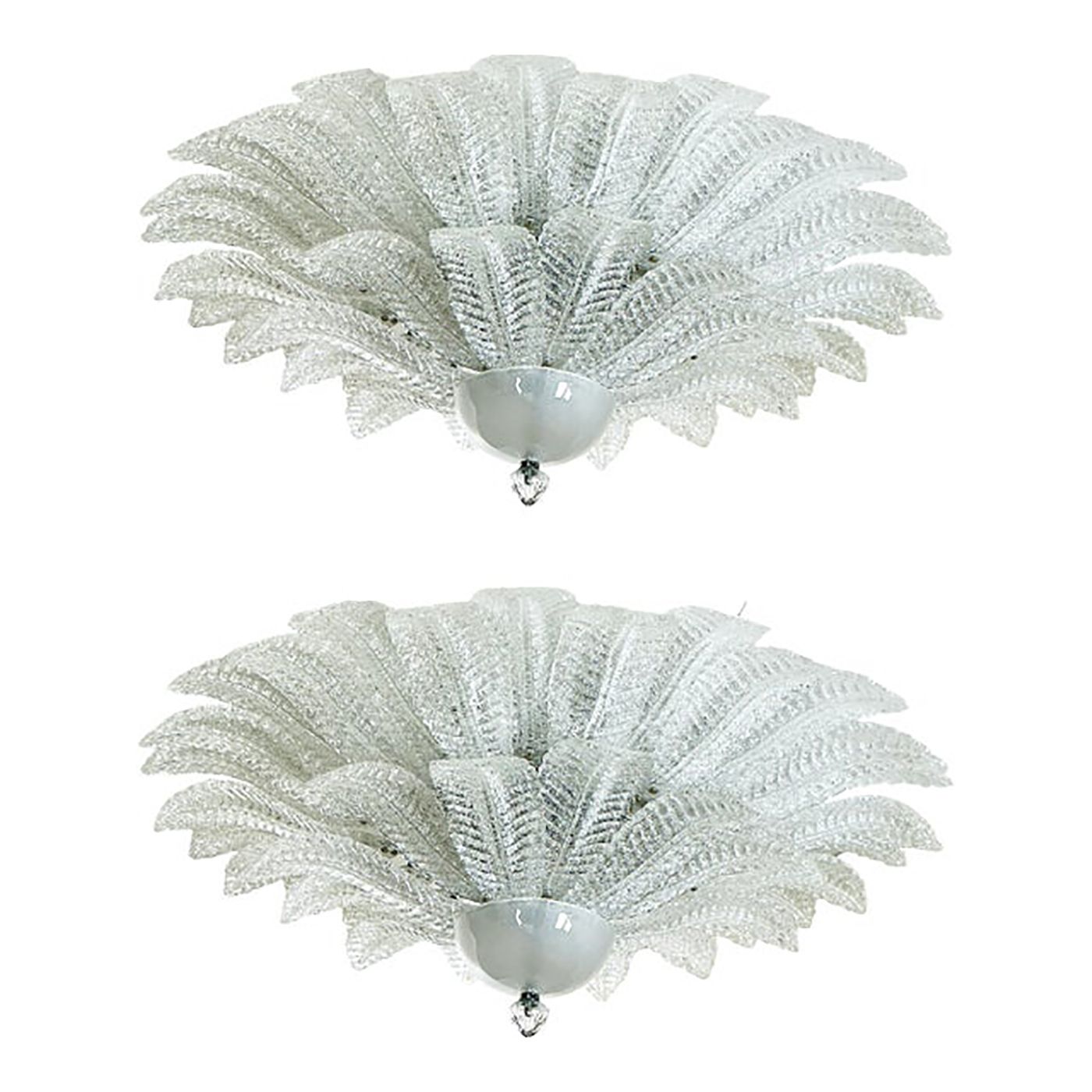 Set Of Two Venetian Murano Glass Flush Mount, Mazzega Zuccheri Venini Barovier Style photo 17800.0